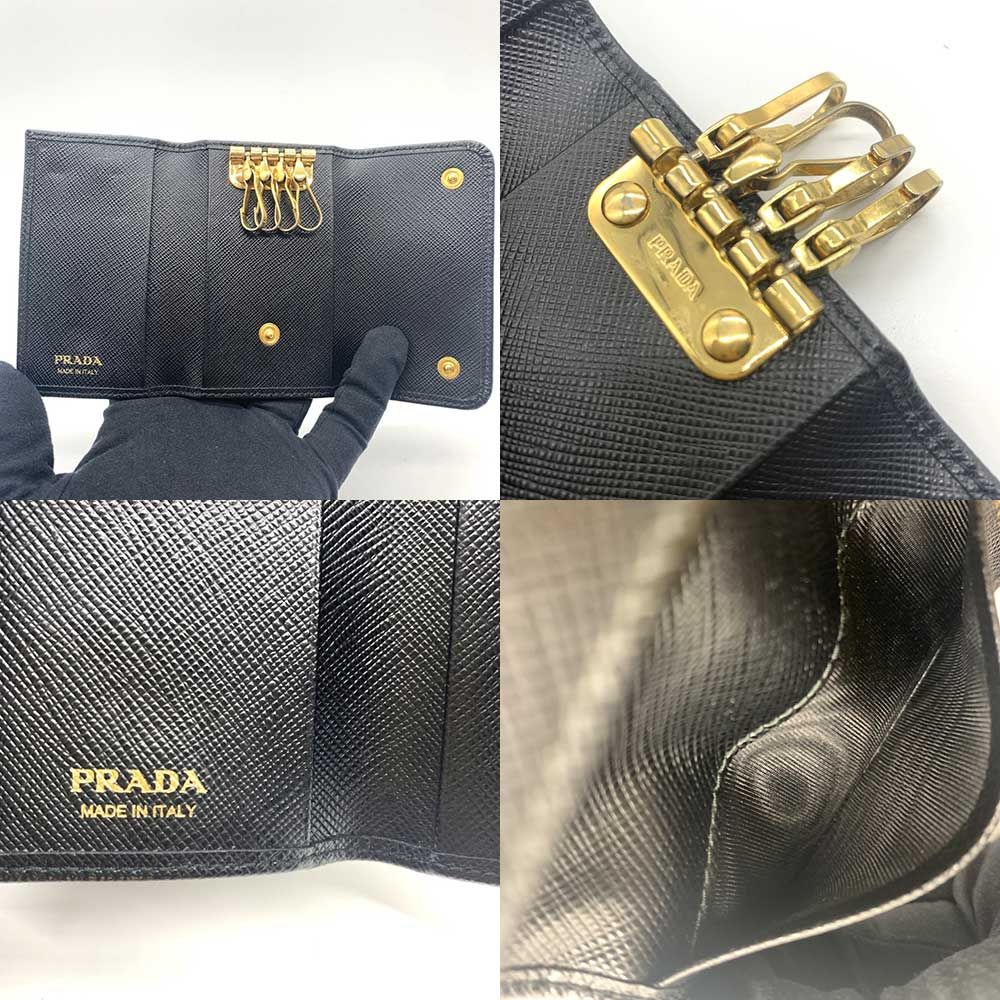 プラダ サフィアーノレザー 4連 キーケース ブラック PRADA Aランク