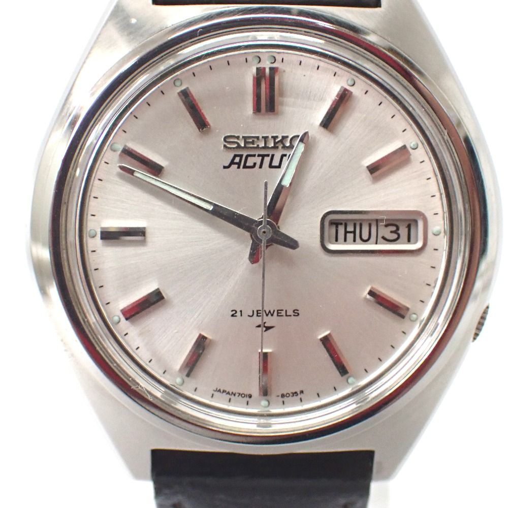 FtTh 656703 セイコー 腕時計 自動巻き アクタス 7019 8010 白文字盤 メンズ SEIKO