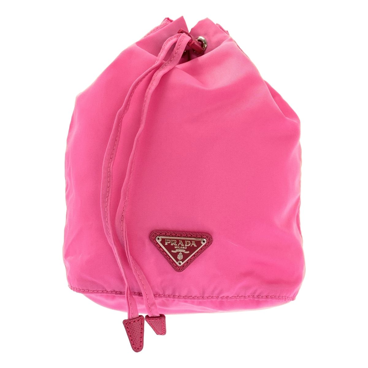 PRADA プラダ ナイロン ポーチ 巾着 ピンク シルバー レディース
