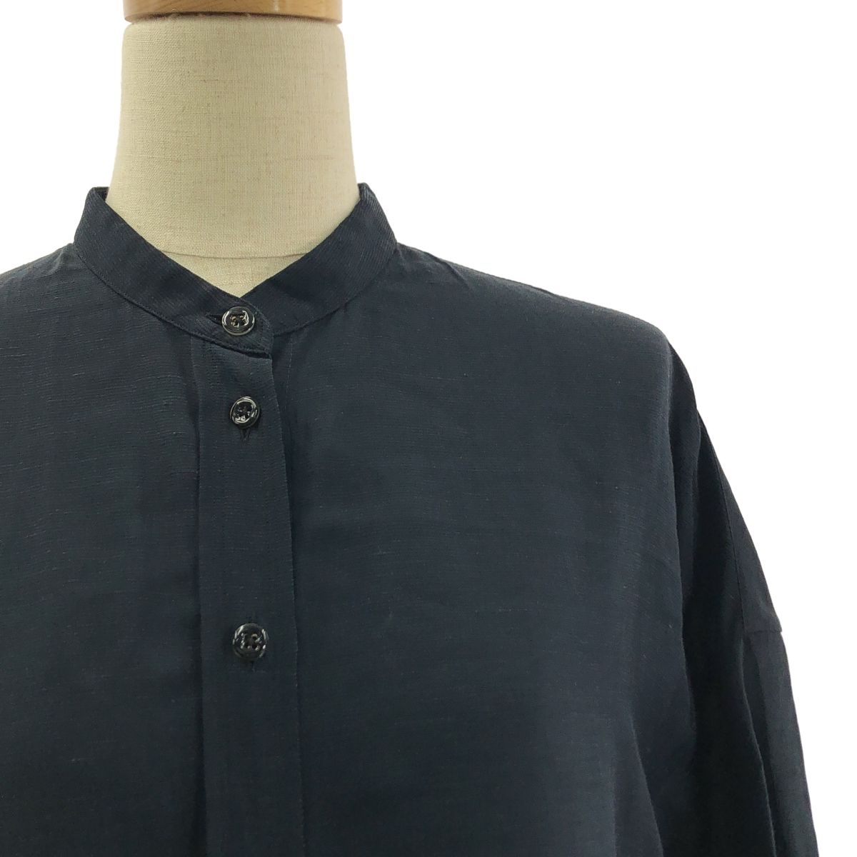 JIL SANDER / ジルサンダー | レーヨン リネン バンドカラー シャツ