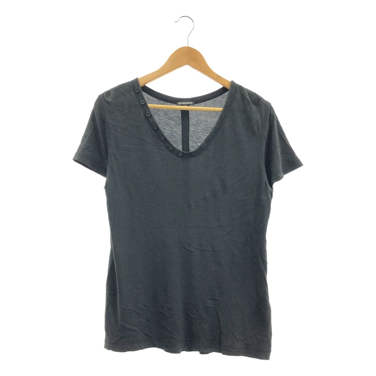 ANN DEMEULEMEESTER アンドゥムルメステール コットン レーヨン オーバーシルエット Tシャツ カットソー XS ブラック メンズ