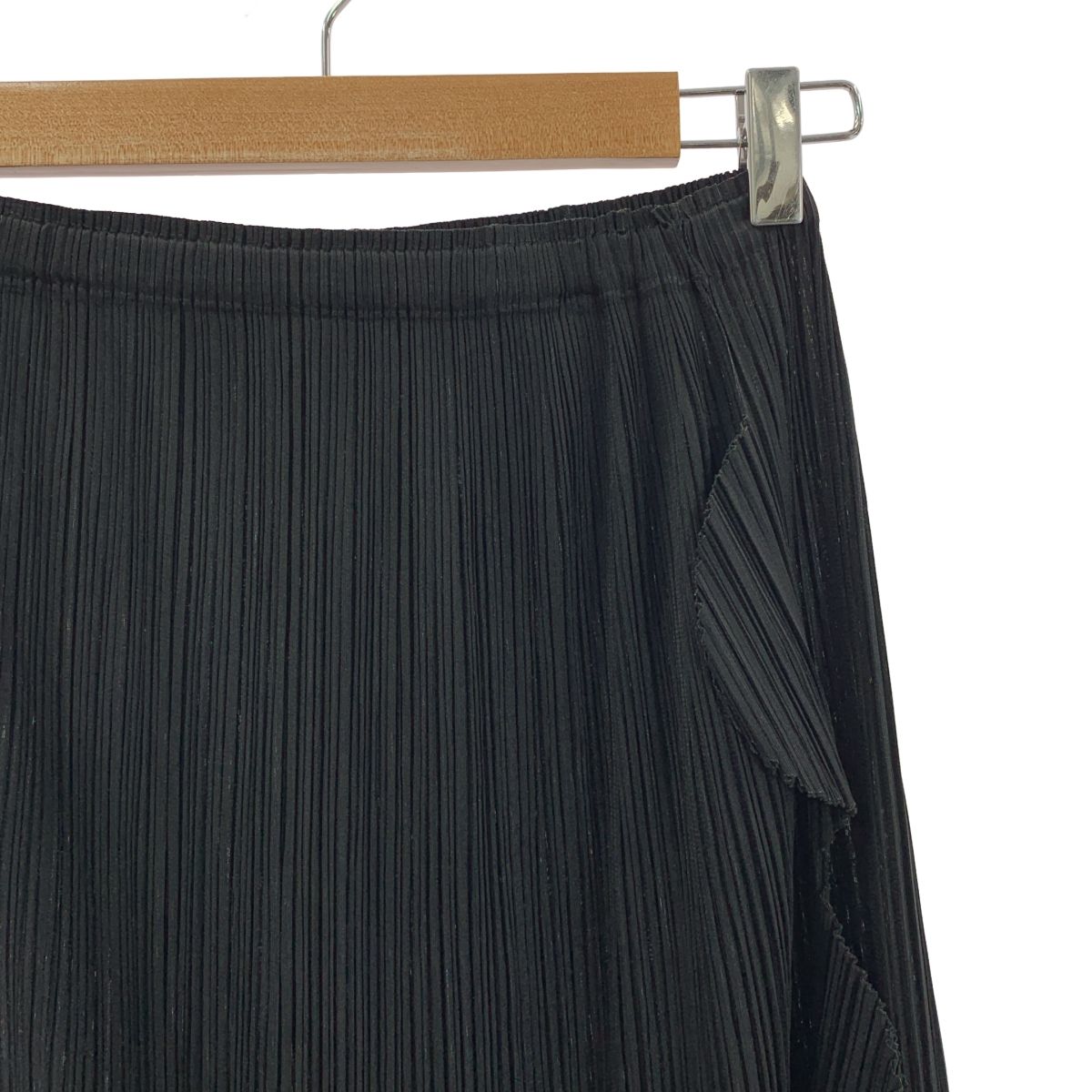 PLEATS PLEASE ISSEY MIYAKE プリーツプリーズイッセイミヤケ プリーツ ラッフル ロング スカート 3 ブラック レディース