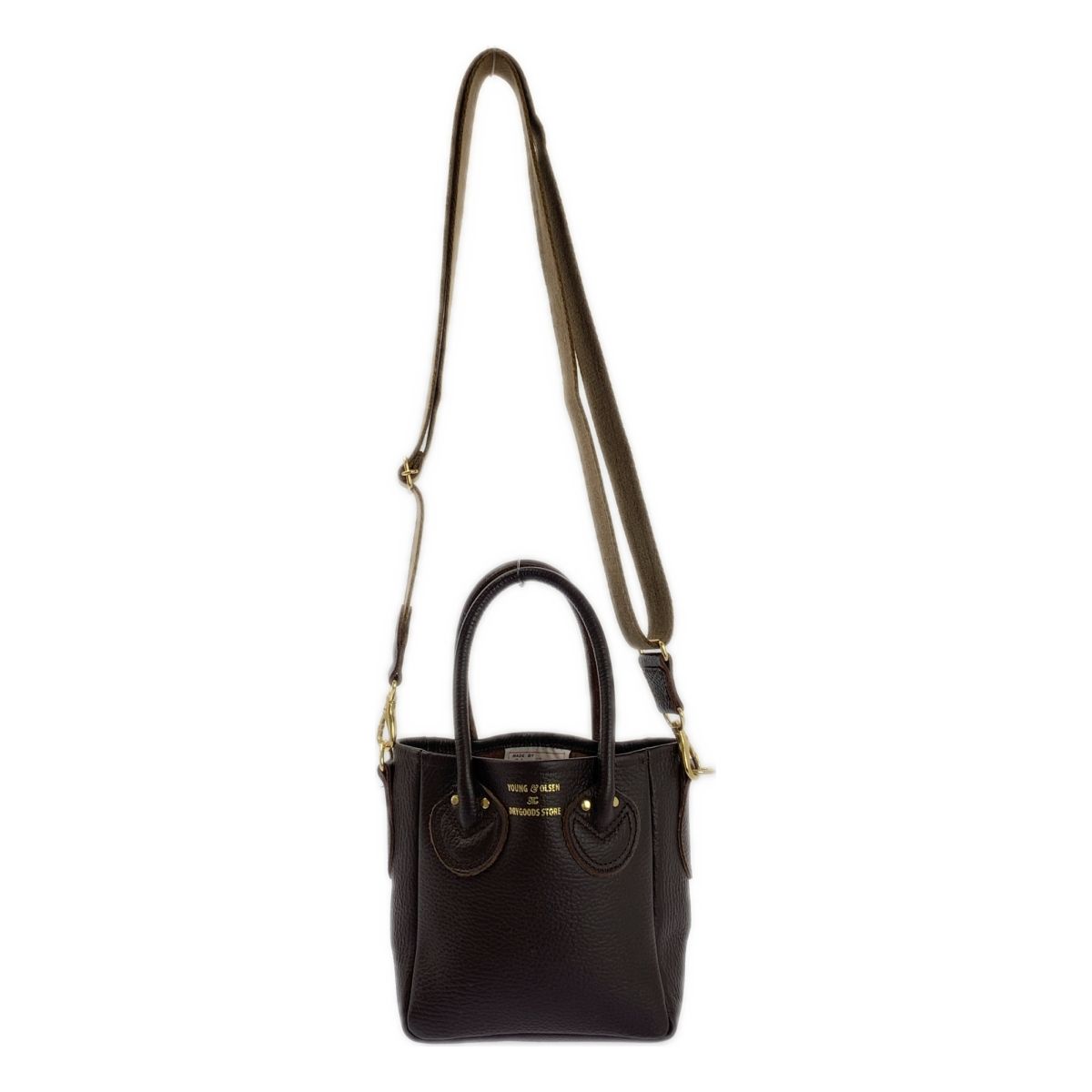 YOUNG-OLSEN ヤングアンドオルセン the DRYGOODS STORE EMBOSSED LEATHER TOTEエンボスレザートート ミニ バッグ ダークブラウン レディース