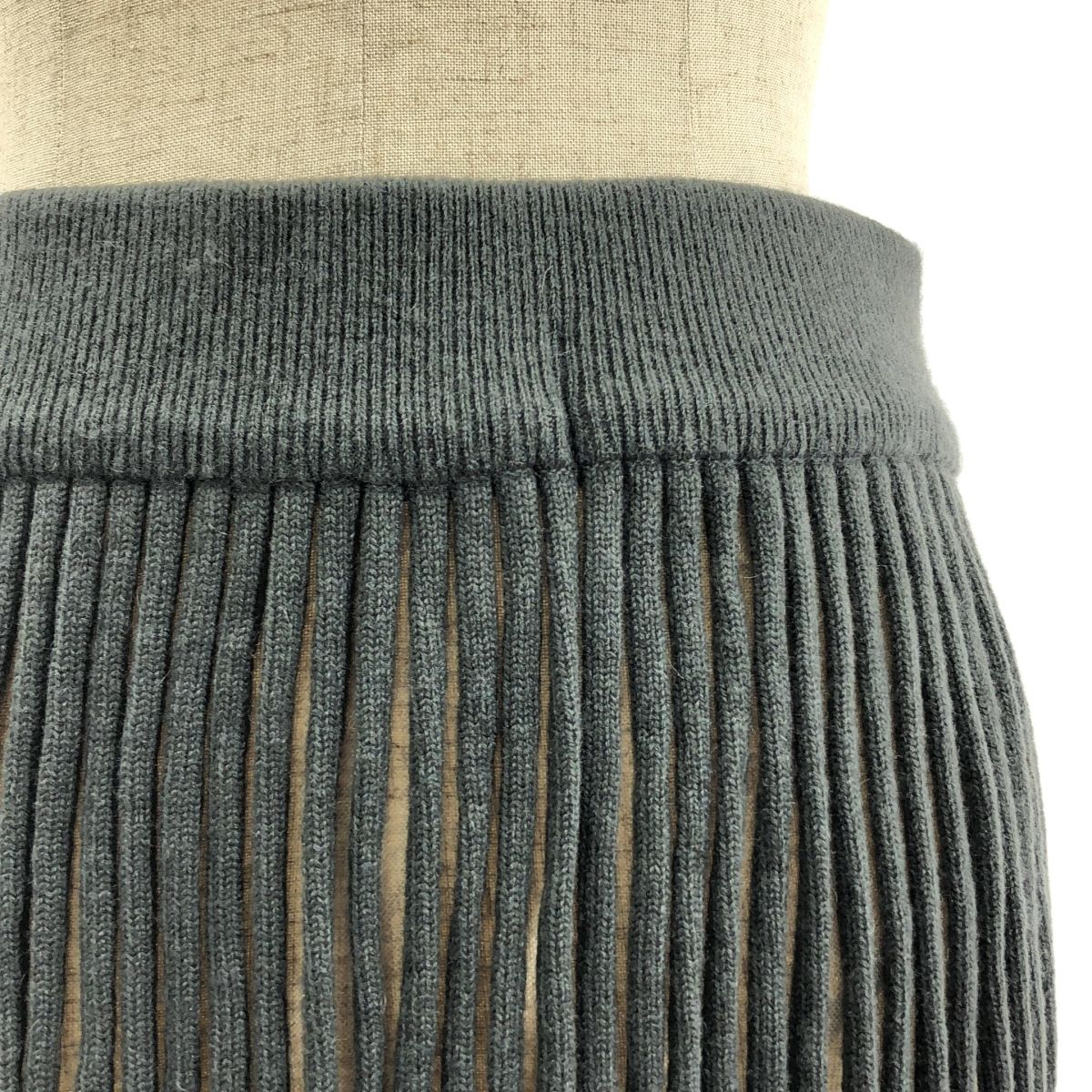 extreme cashmere エクストリームカシミヤ × Ron herman フリンジ ニット ロングスカート グレー レディース