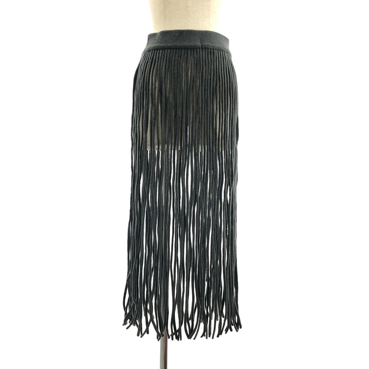 extreme cashmere エクストリームカシミヤ × Ron herman フリンジ ニット ロングスカート グレー レディース