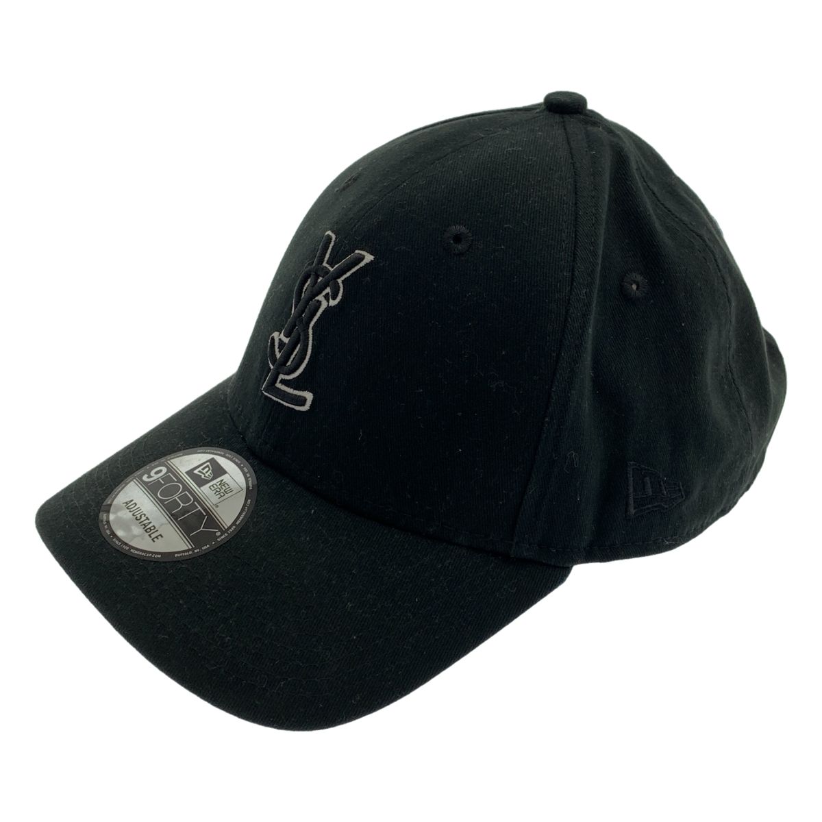 YVES SAINT LAURENT イヴサンローラン × NEW ERA ニューエラ ロゴ ベースボール キャップ 帽子 アジャスター調整可 ユニセックス ブラック メンズ