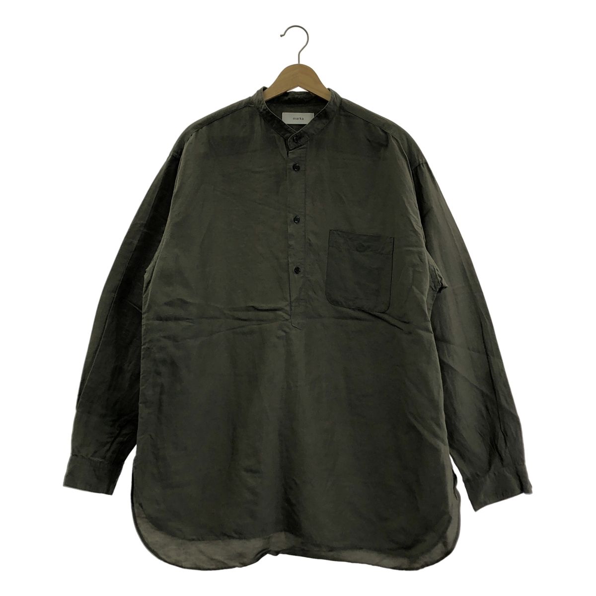 marka マーカ 2025SS BAND COLLAR SHIRT P.O CUPRO LINEN COTTON CLOTH コットン リネン バンド シャツ 2 カーキ メンズ