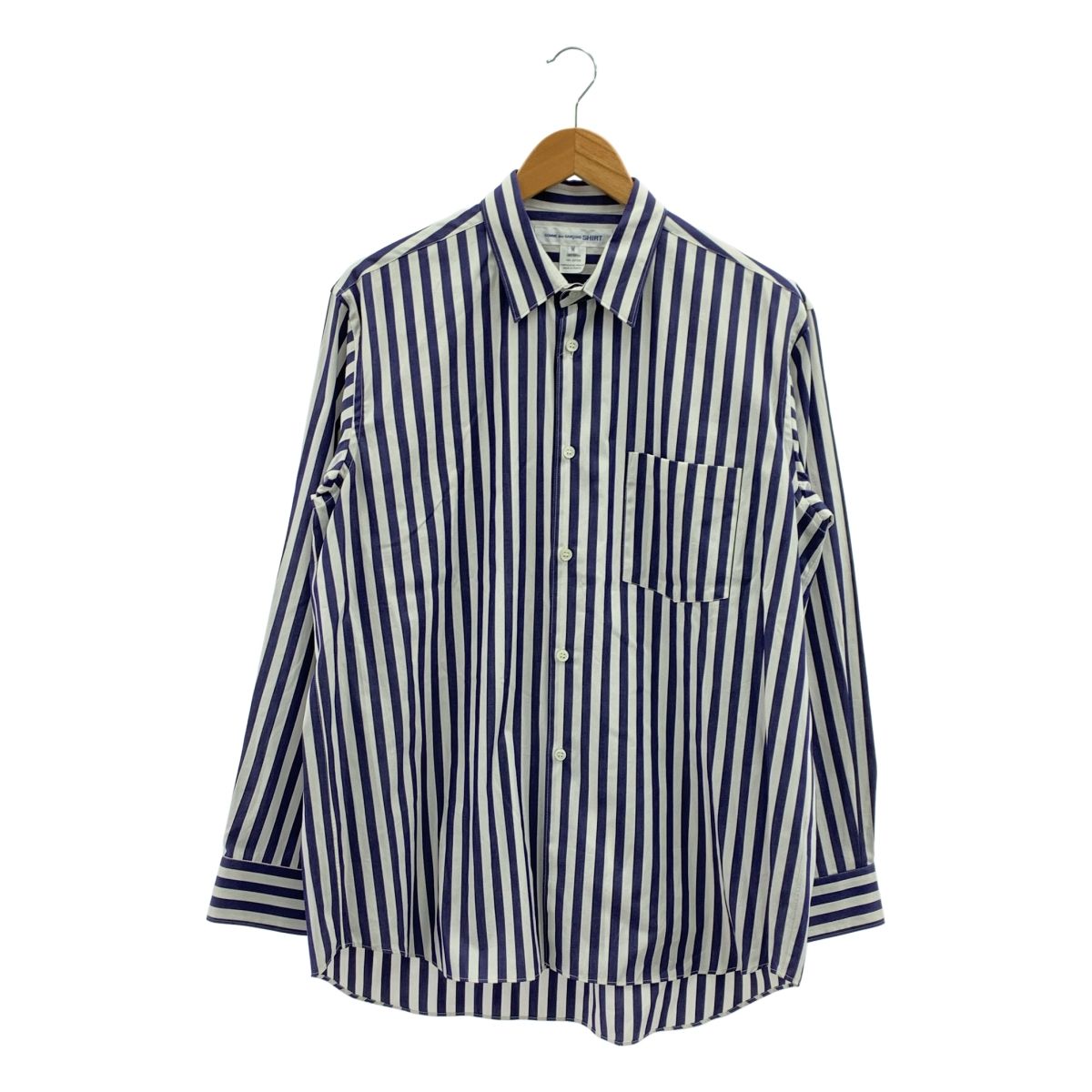 COMME des GARCONS SHIRT コムデギャルソンシャツ FOREVER WIDE CLASSIC フォーエバー ワイド クラシック ストライプシャツ M ホワイト ネイビー メンズ