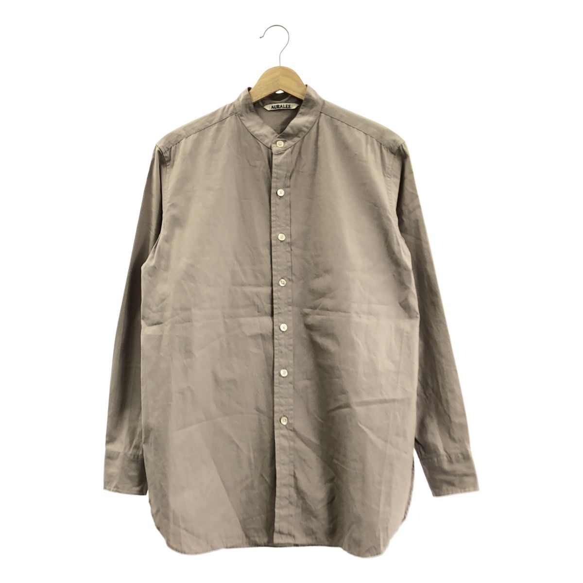 AURALEE / オーラリー | WASHED FINX TWILL SHIRTS バンドカラーシャツ | 0 | グレージュ | レディース AURALEE / オーラリー | WASHED FINX TWILL SHIRTS バンドカラーシャツ
