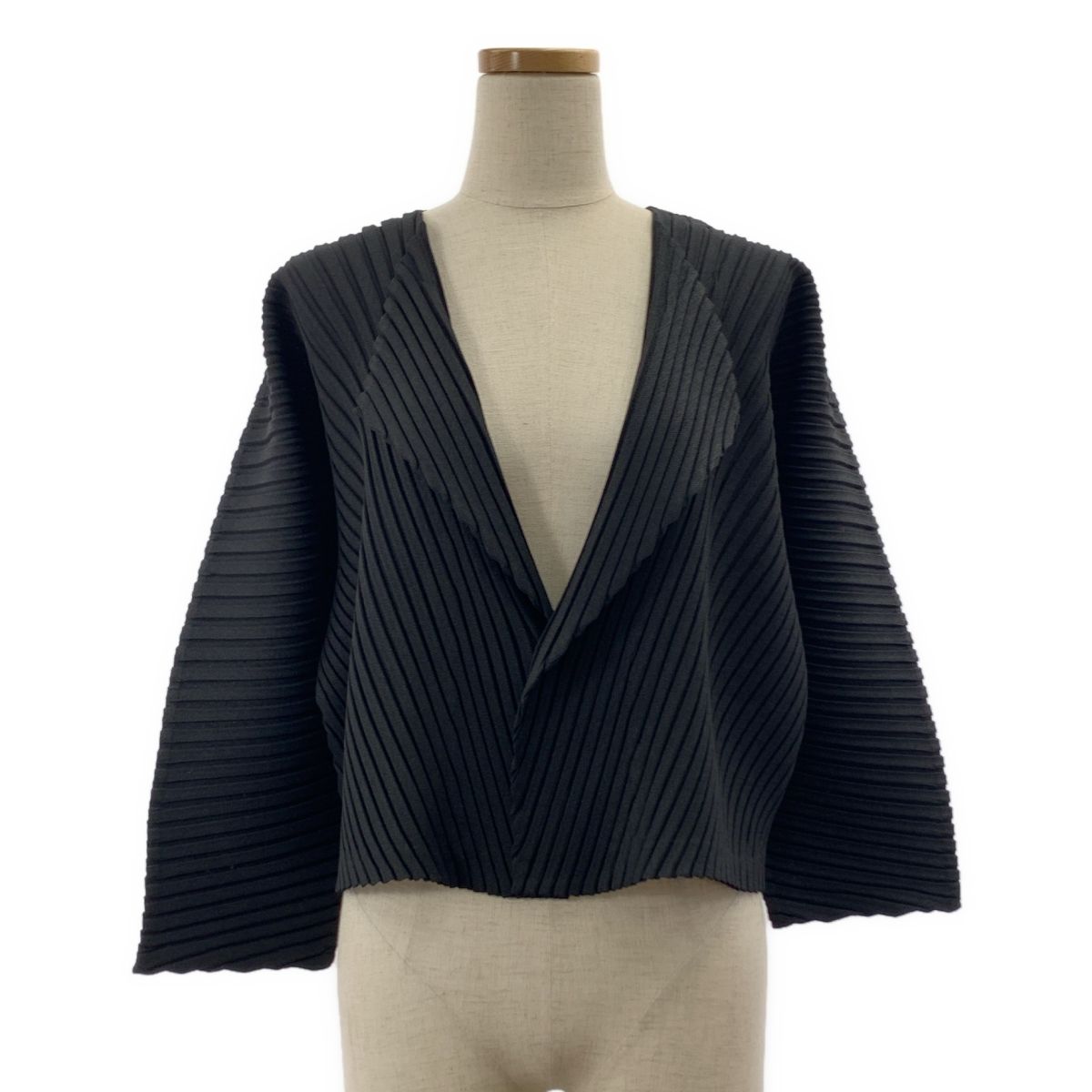 ISSEY MIYAKE イッセイミヤケ プリーツ シングルボタン ジャケット 2 ブラック レディース