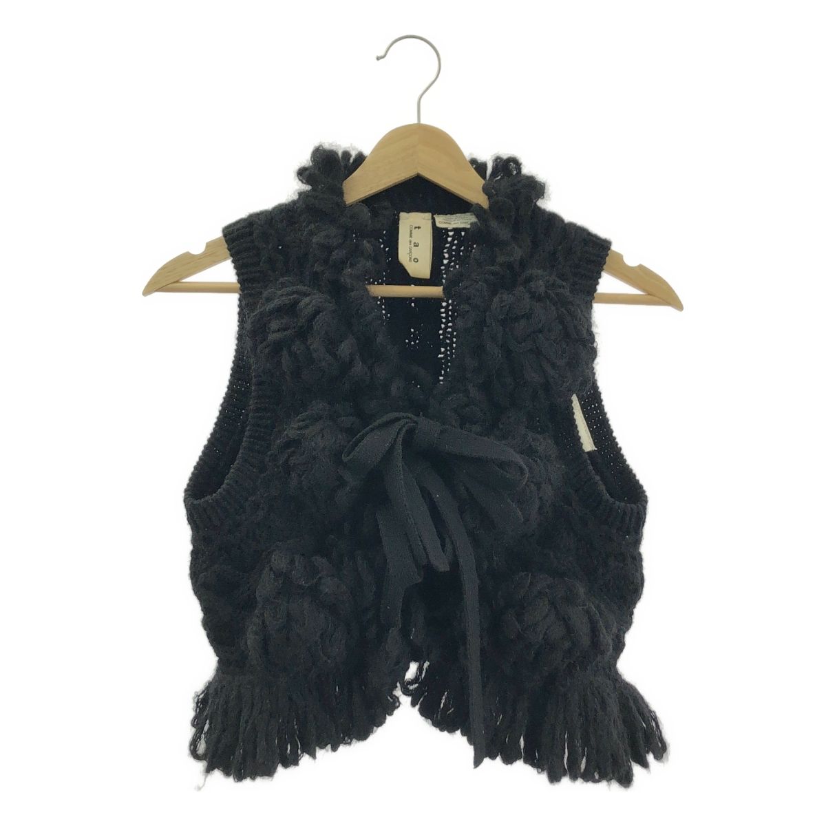 tao COMME des GARCONS タオコムデギャルソン 2009 AW ウール モヘヤ ローゲージ ニットベスト S ブラック レディース