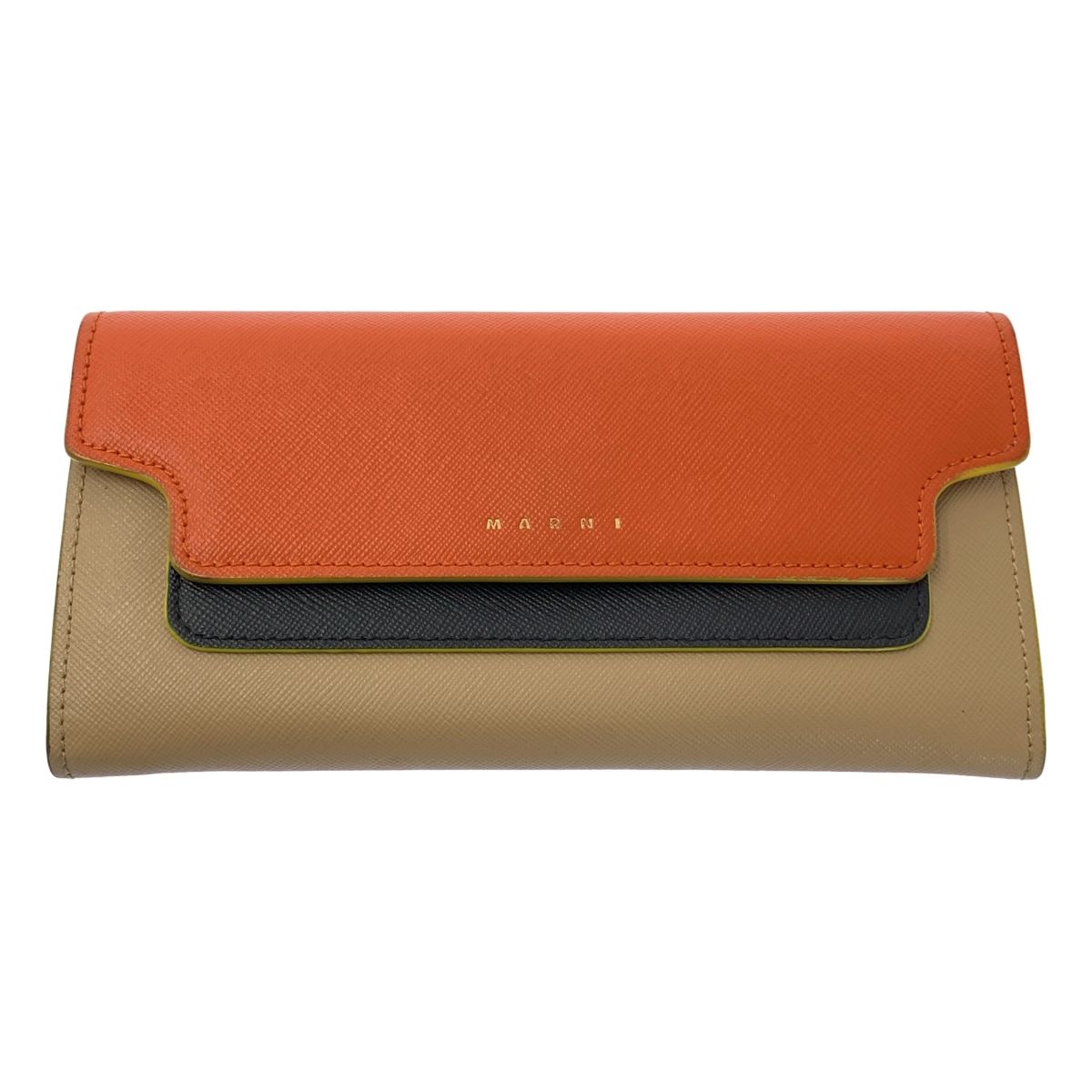 MARNI マルニ トランク ロゴ フラップ ウォレット 長財布 オレンジ ネイビー ベージュ レディース