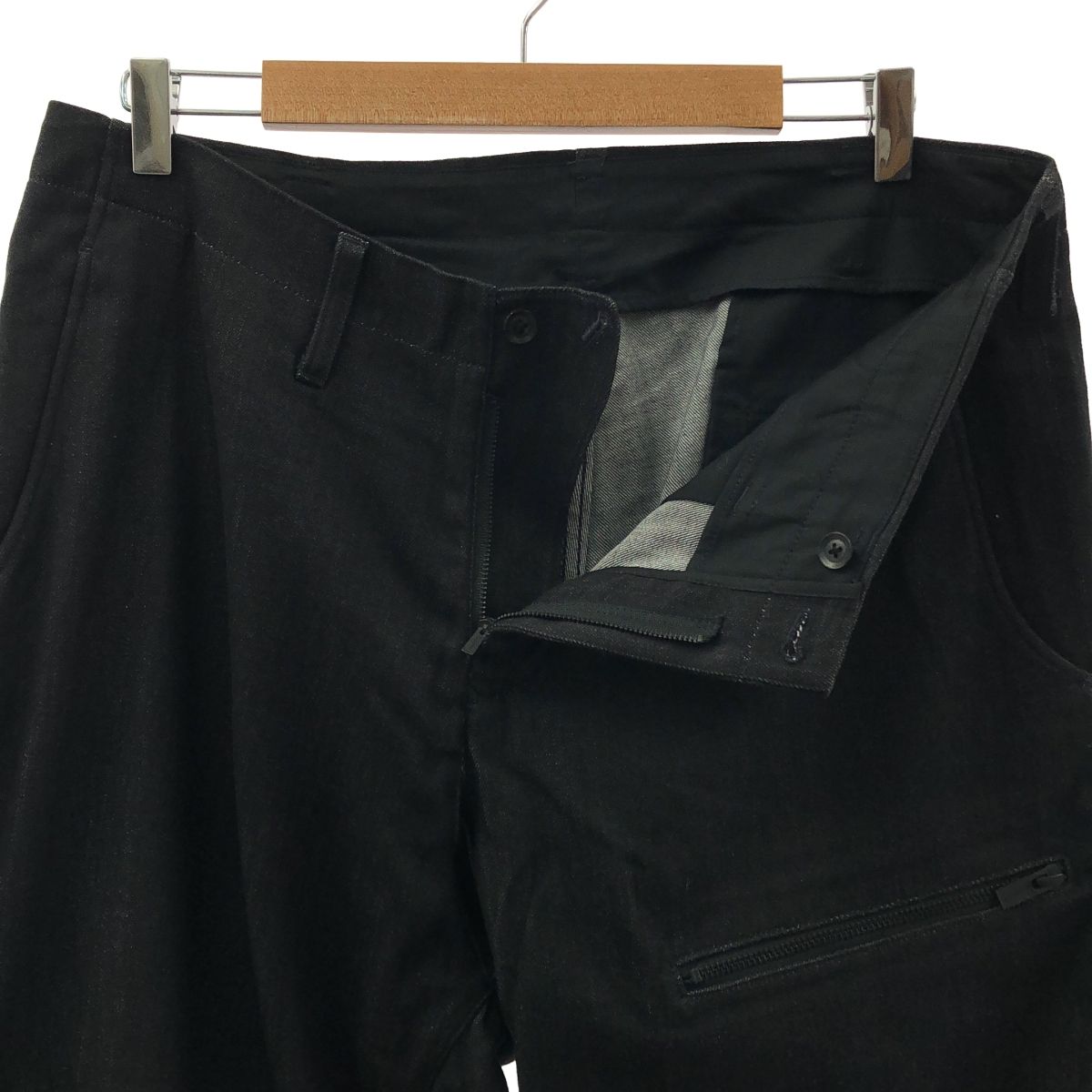 YOHJI YAMAMOTO POUR HOMME / ヨウジヤマモトプールオム | 2018AW | レーヨン混 左ファスナー ポケット デニムパンツ | 3 | ブラック | メンズ YOHJI YAMAMOTO POUR HOMME / ヨウジヤマモトプールオム | 2018AW