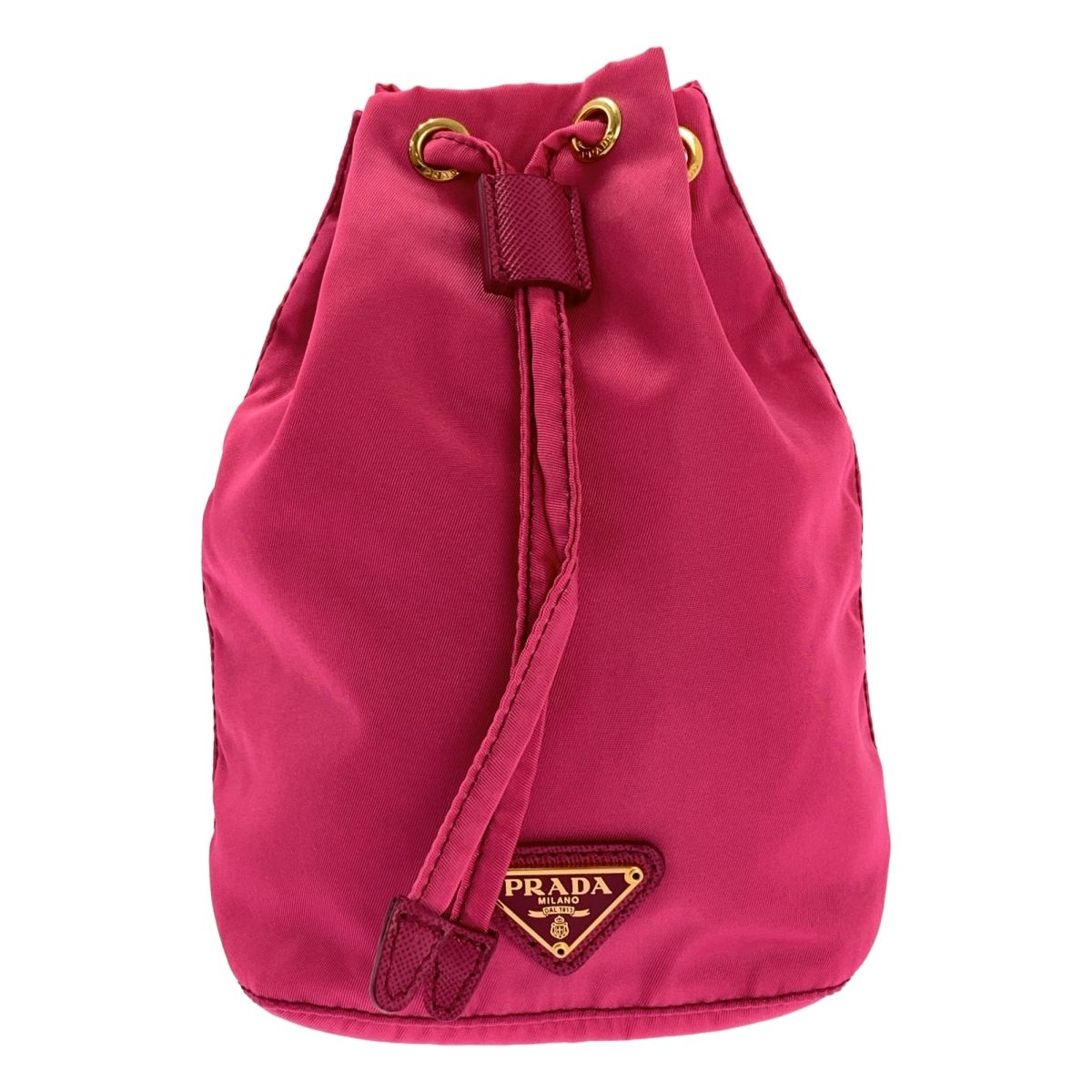 PRADA プラダ ナイロン ポーチ 巾着 ピンク ゴールド レディース