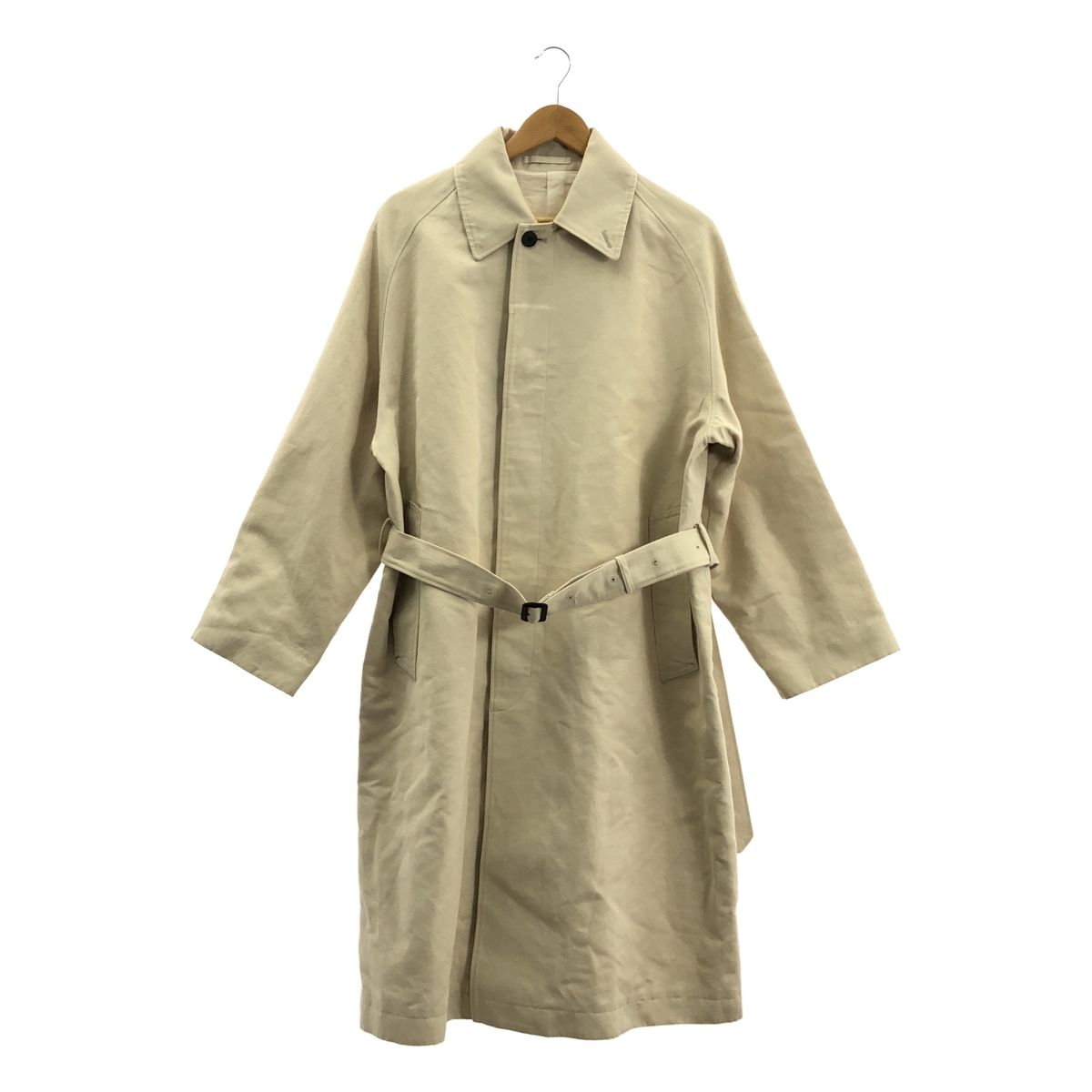 【美品】  calmlence / カームレンス | COAT 004 Balmacaan Coat Nanako Cloth コットン シルク リネン ステンカラーコート | 1 | ライトベージュ | メンズ 美品】 calmlence / カームレンス | COAT 004 Balmacaan Coat Nanako