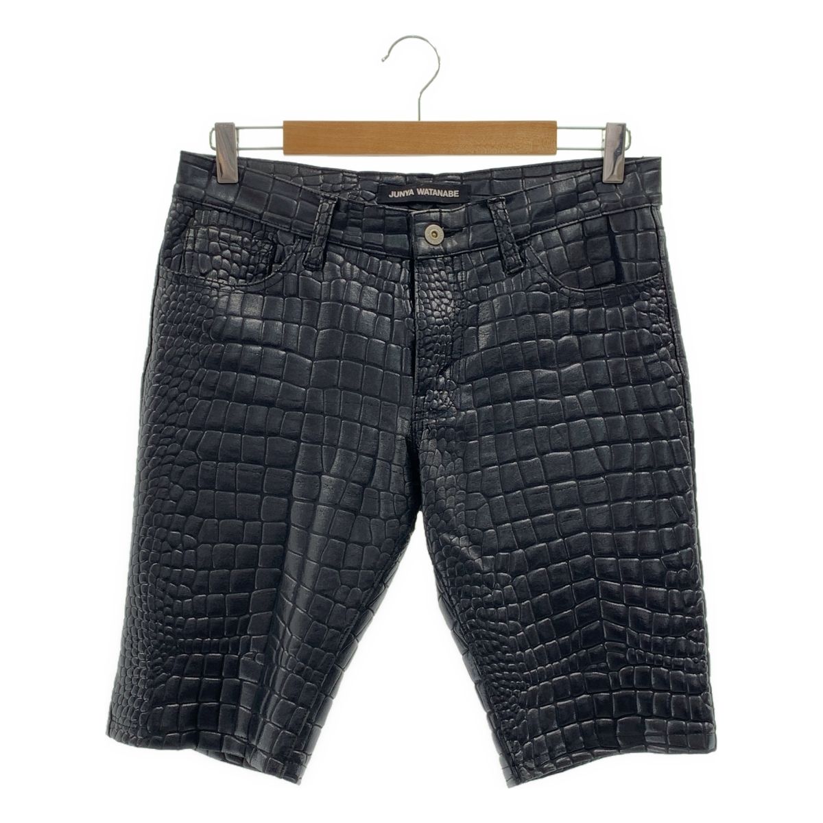 JUNYA WATANABE ジュンヤワタナベ 2025SS Embossed Shorts クロコ型押し パンツ M ブラック レディース
