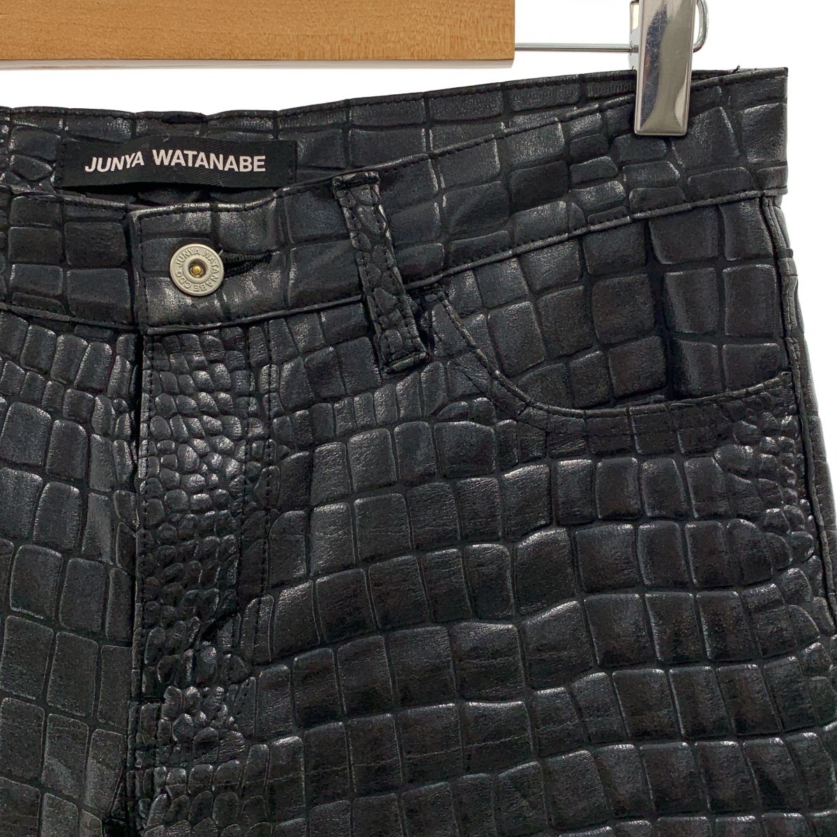 JUNYA WATANABE ジュンヤワタナベ 2025SS Embossed Shorts クロコ型押し パンツ M ブラック レディース