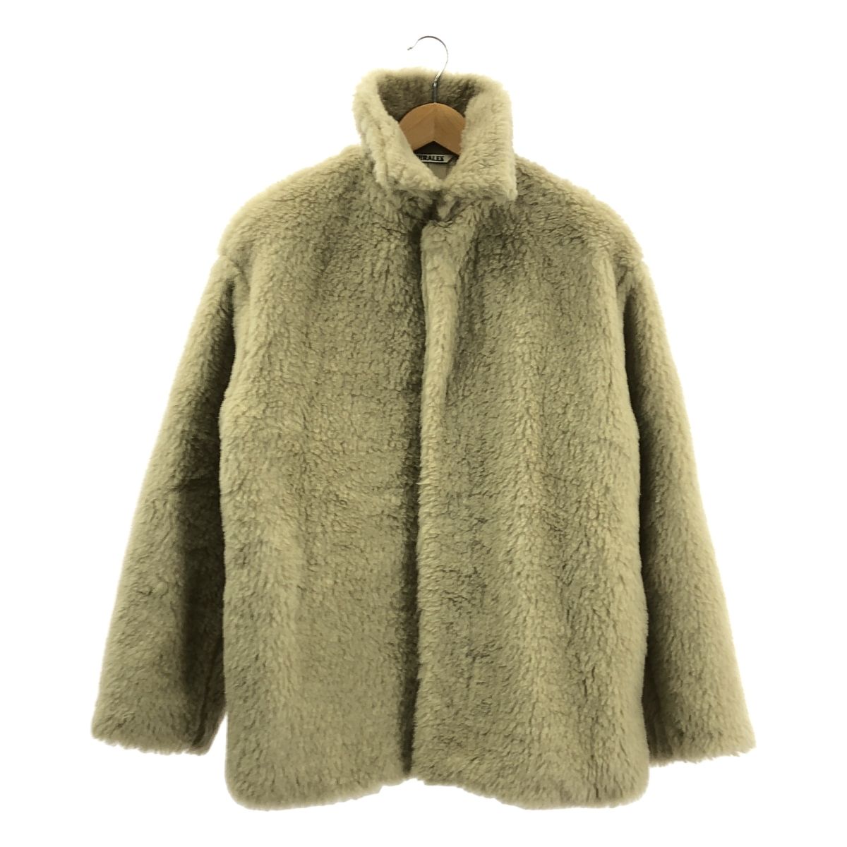 AURALEE オーラリー SHETLAND WOOL BOA BIG BLOUSON ウール ボア ビッグ ブルゾン ジャケット 0 ベージュ レディース