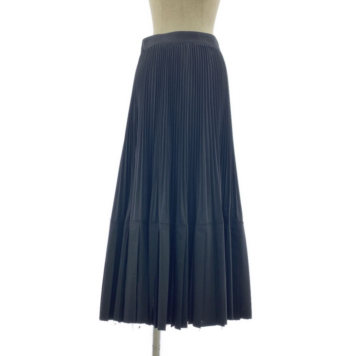 JUNYA WATANABE ジュンヤワタナベ 2025SS ウール プリーツ カットオフ ロングスカート S ブラック レディース