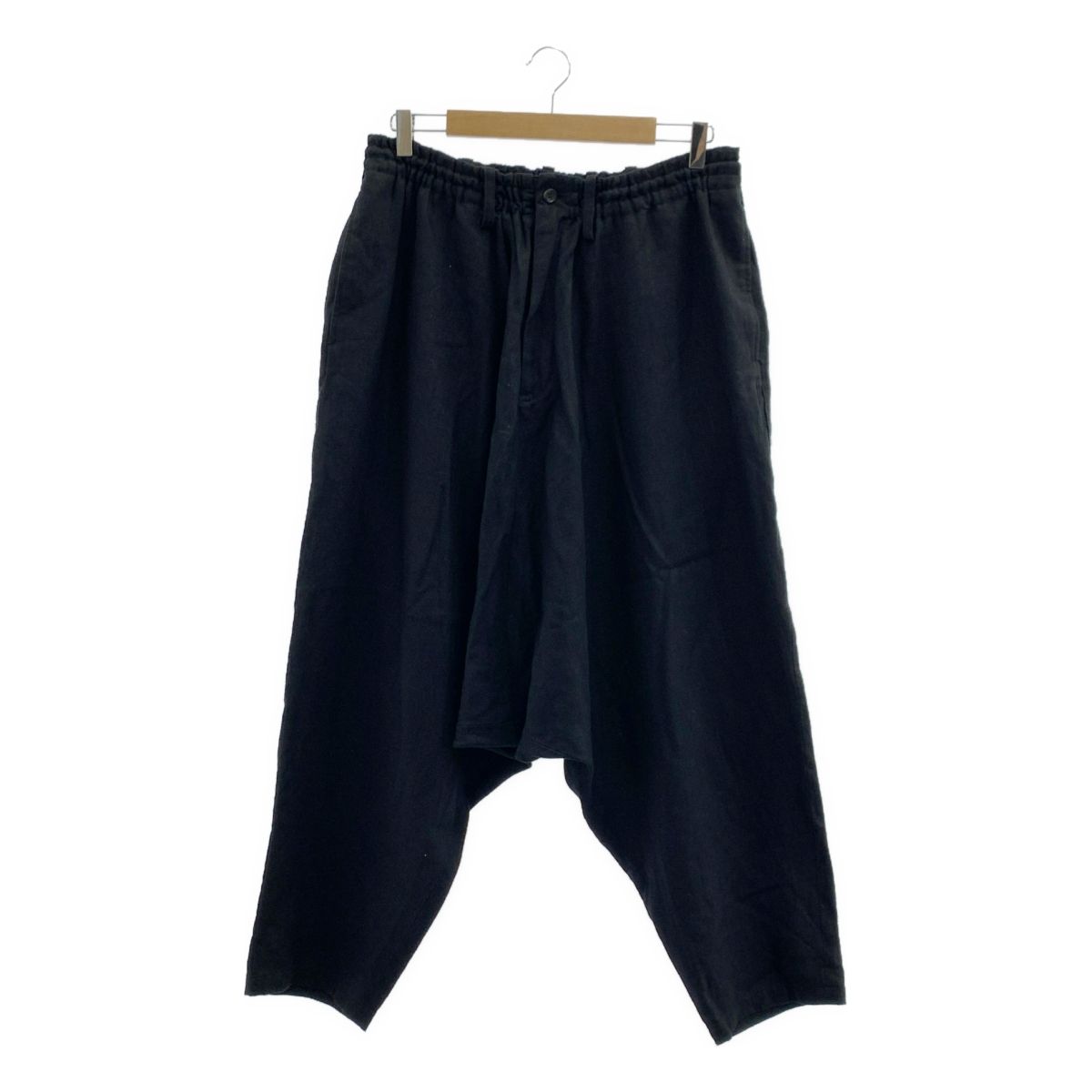 YOHJI YAMAMOTO POUR HOMME ヨウジヤマモトプールオム 2015SS リネン サルエル ワイド イージーパンツ 3 ブラック メンズ