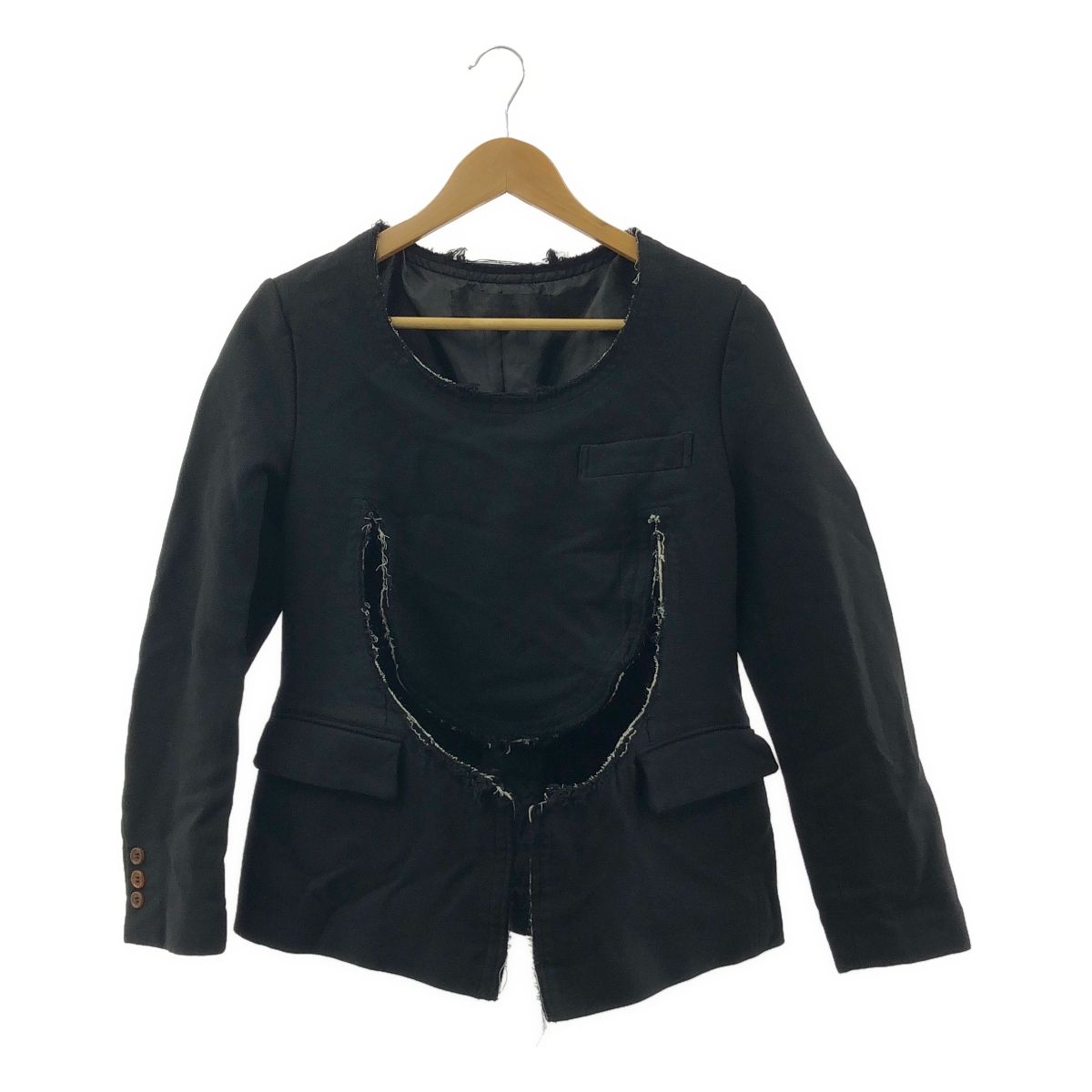 COMME des GARCONS COMME des GARCONS コムコム 2025SS 製品加工 カットアウト プルオーバー ジャケット XS ブラック レディース