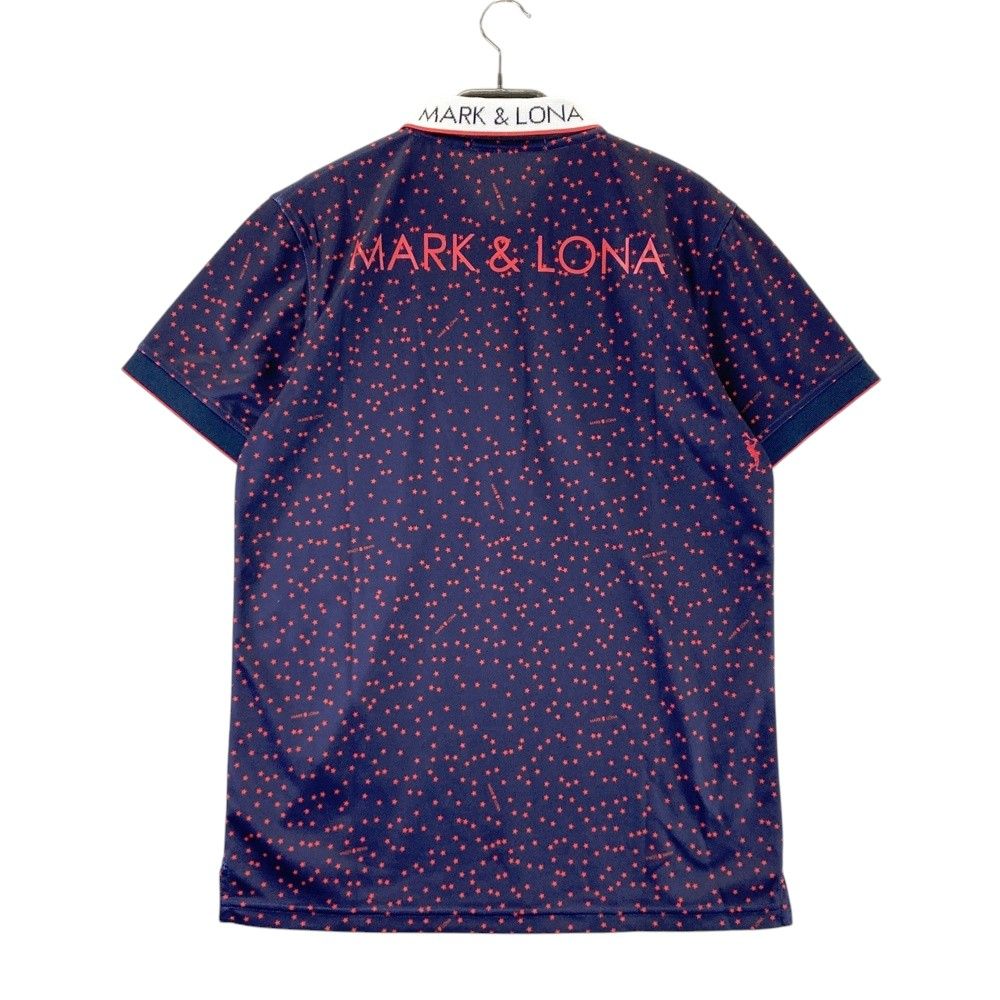 サイズ M MARK-LONA マークアンドロナ 半袖ポロシャツ 星柄 ネイビー系 ゴルフウェア メンズ ストスト