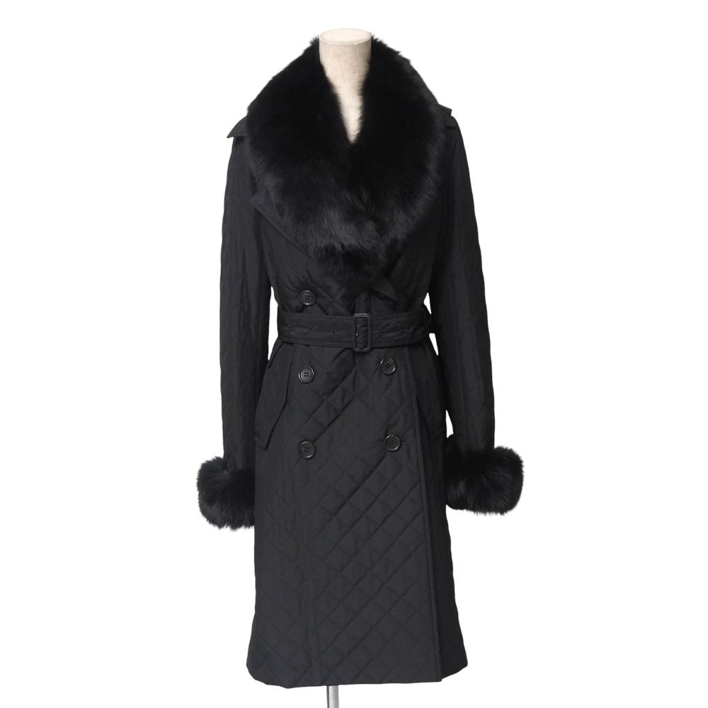 BURBERRY バーバリー トレンチコート サイズ38 キルティング ブルーフォックス ファートリム 毛皮 ベルテッド 中綿 ダブル ロングコート ブランド古着 20251114 RA6606