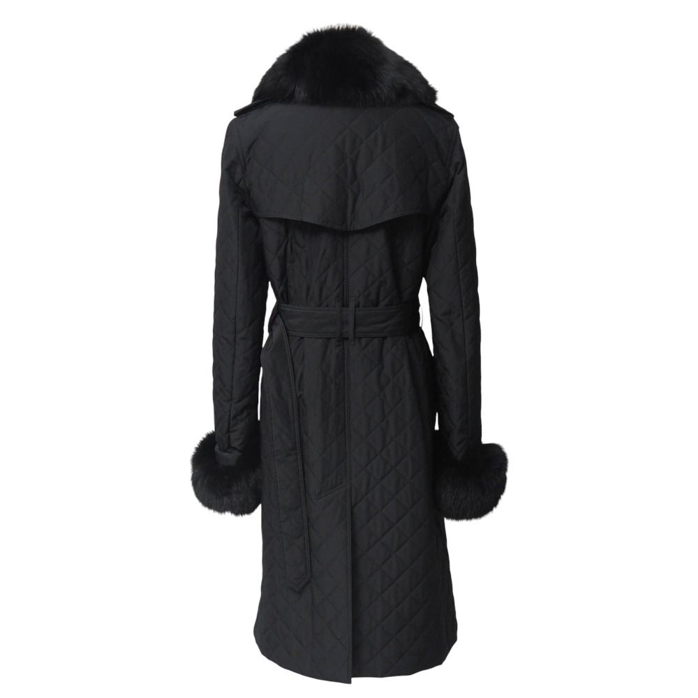 BURBERRY バーバリー トレンチコート サイズ38 キルティング ブルーフォックス ファートリム 毛皮 ベルテッド 中綿 ダブル ロングコート ブランド古着 20251114 RA6606