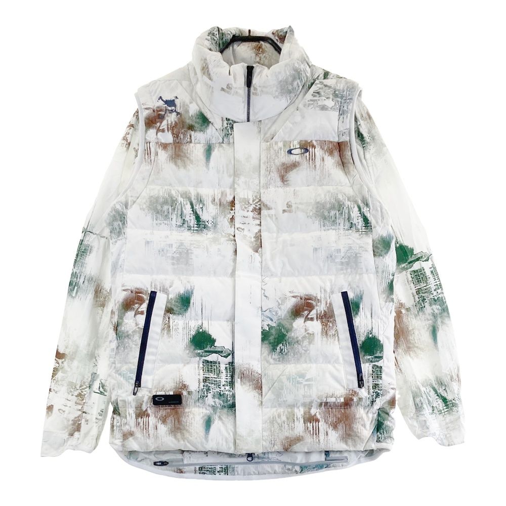 サイズ L OAKLEY オークリー レイヤードダウンベスト 総柄 ホワイト系 240101560917 ゴルフウェア メンズ ストスト