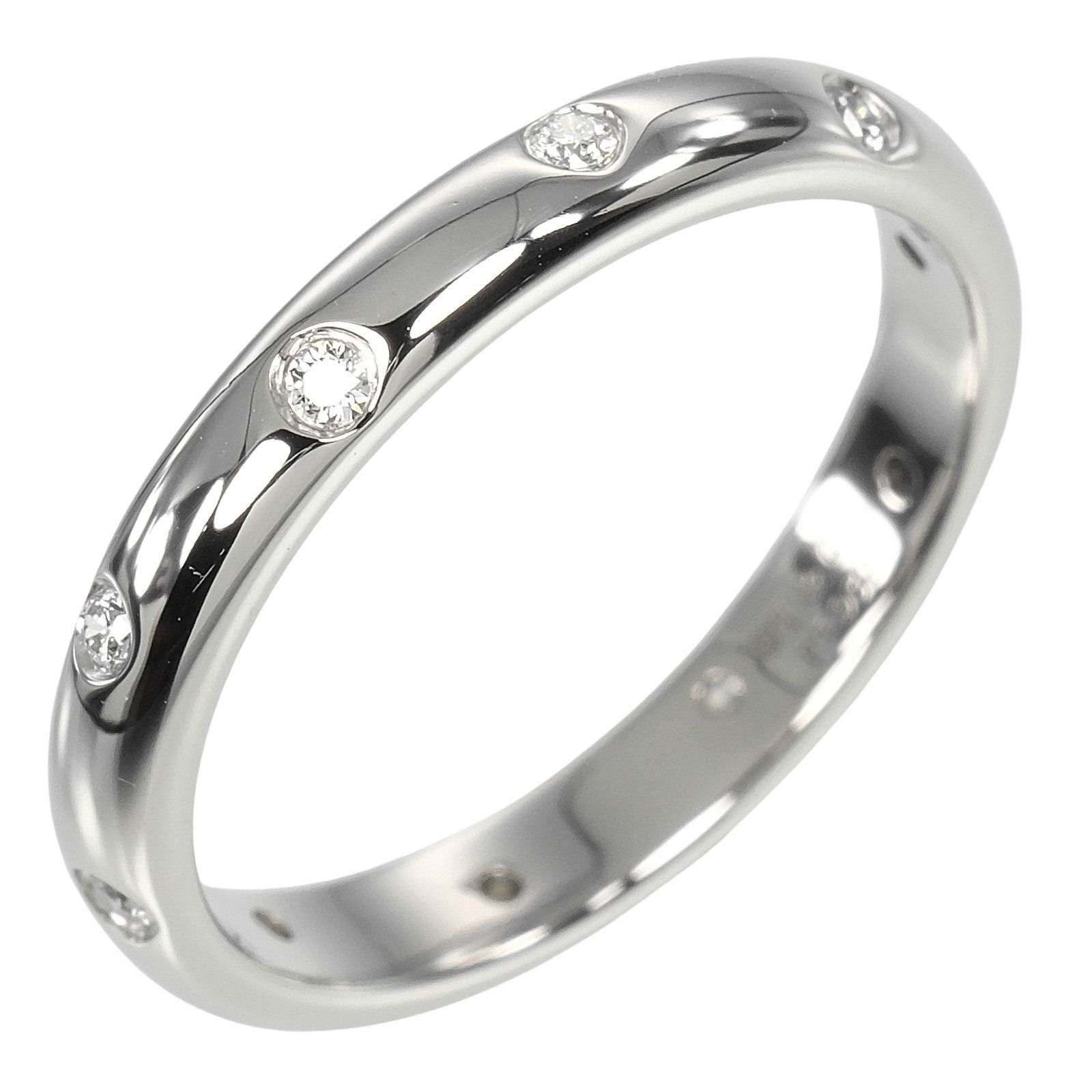 TIFFANY-Co. ティファニー ドッツ 3mmバンド Pt950プラチナ×ダイヤモンド 11号 レディース 4.1g リング 指輪