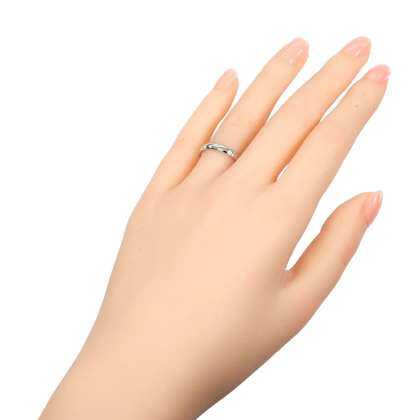 TIFFANY-Co. ティファニー ドッツ 3 mmバンド Pt 950プラチナ×ダイヤモンド 11号 レディース 4.1 g リング 指輪