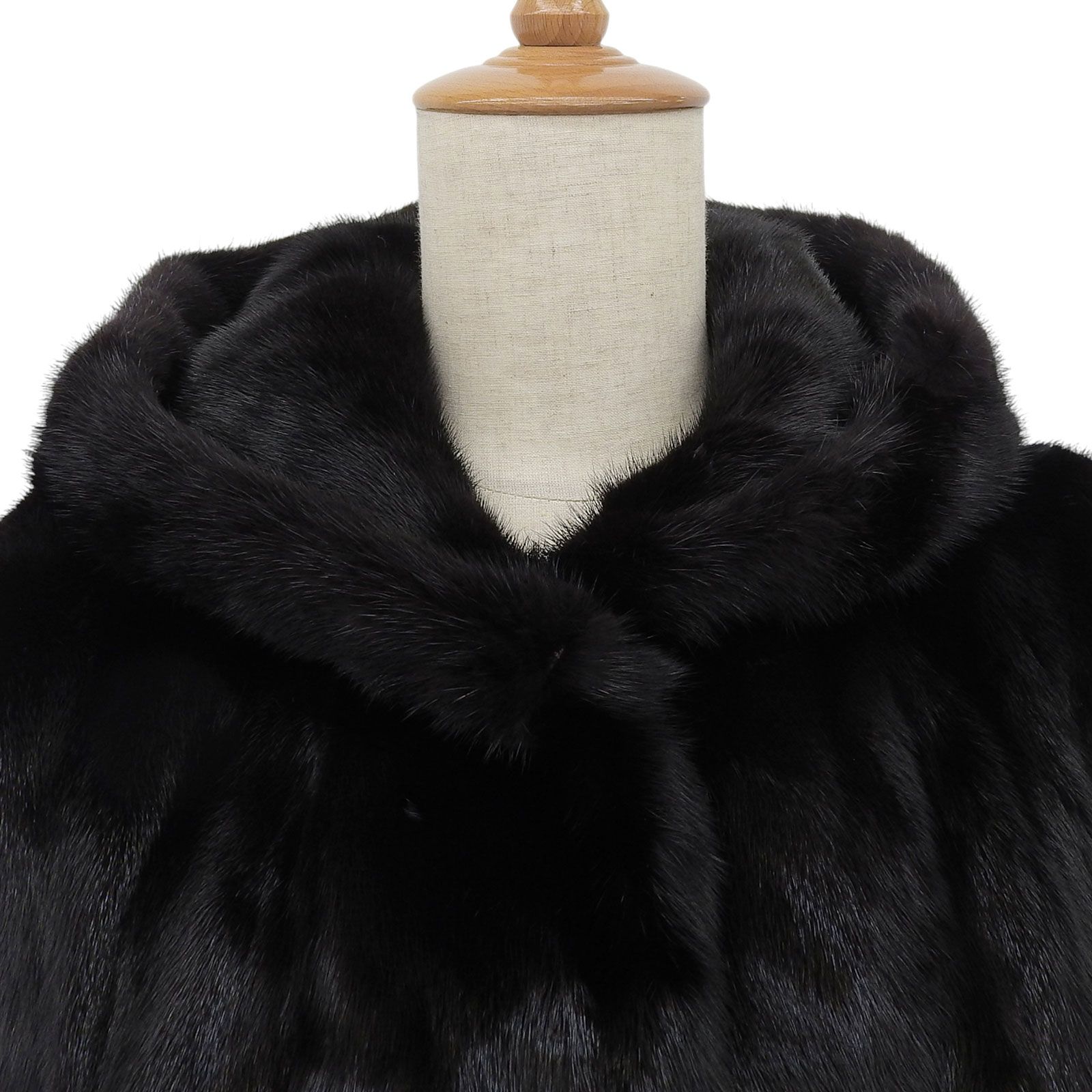 美品△MINK ミンク フード付き ロング丈 ベスト ジレ 本毛皮コート