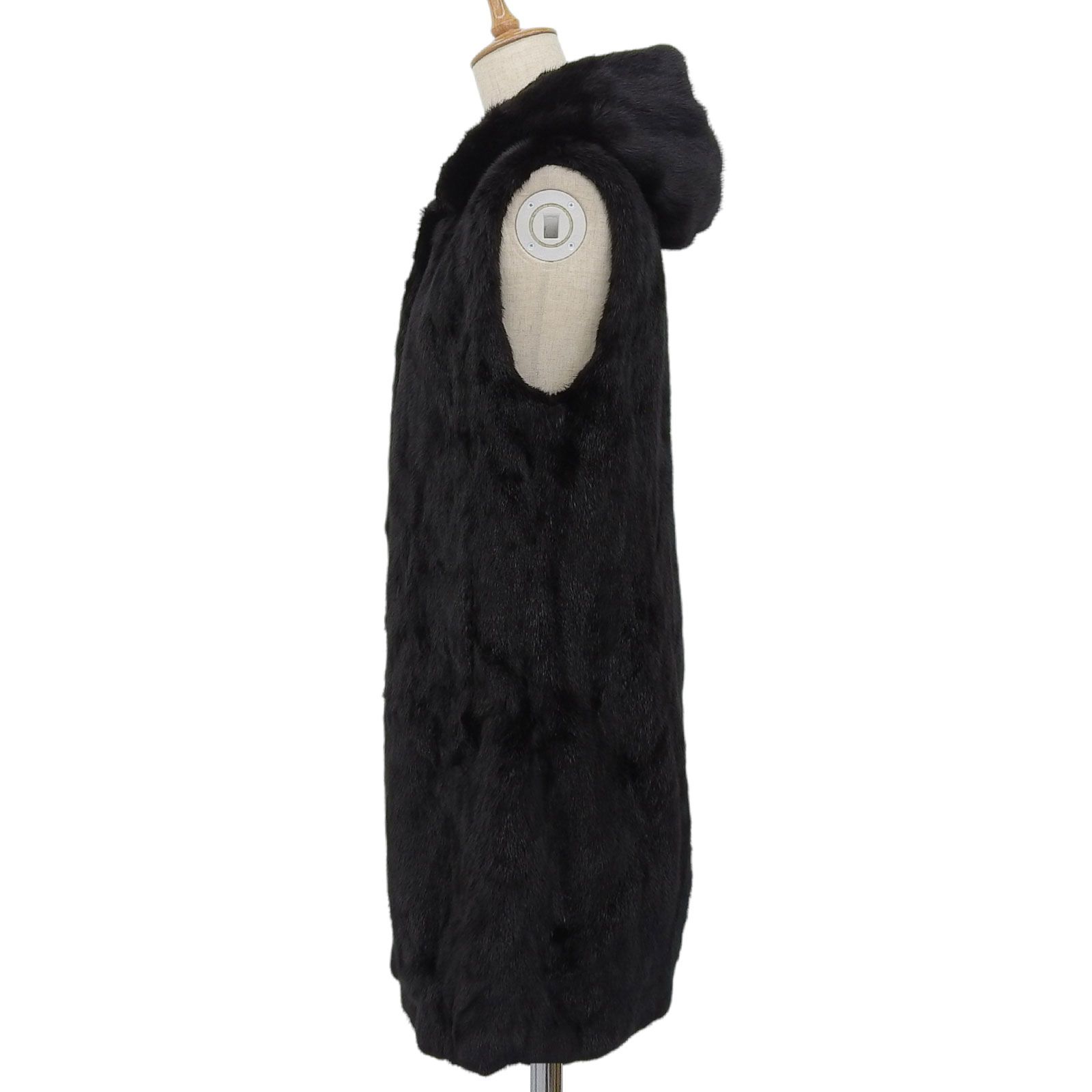 ミンク ジレ ベスト 毛皮　美品 美品△MINK ミンク フード付き ロング丈 ベスト ジレ 本毛皮コート