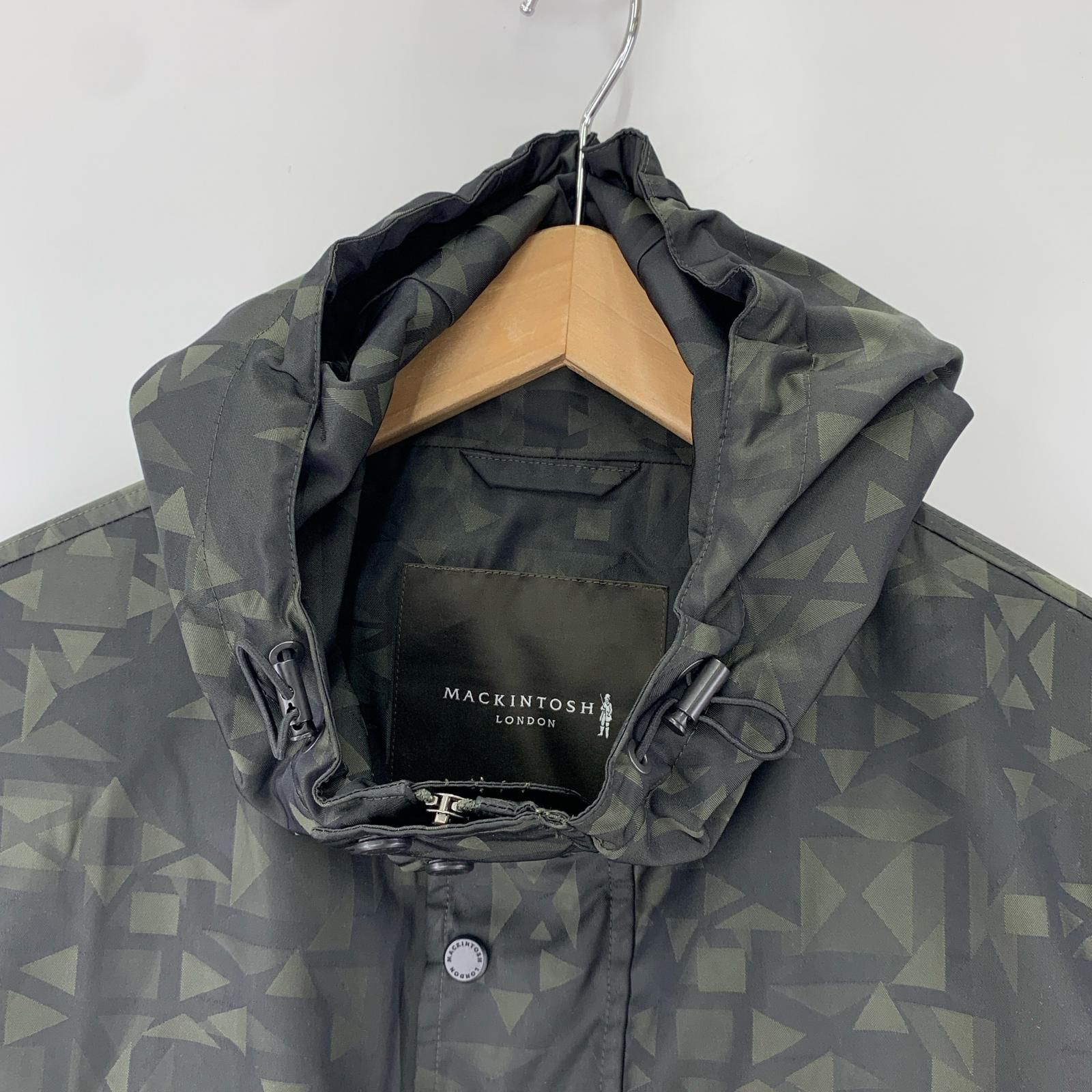 Mackintosh マッキントッシュ 総柄 ジップアップ フーデッドジャケット size40 ダークグリーン系