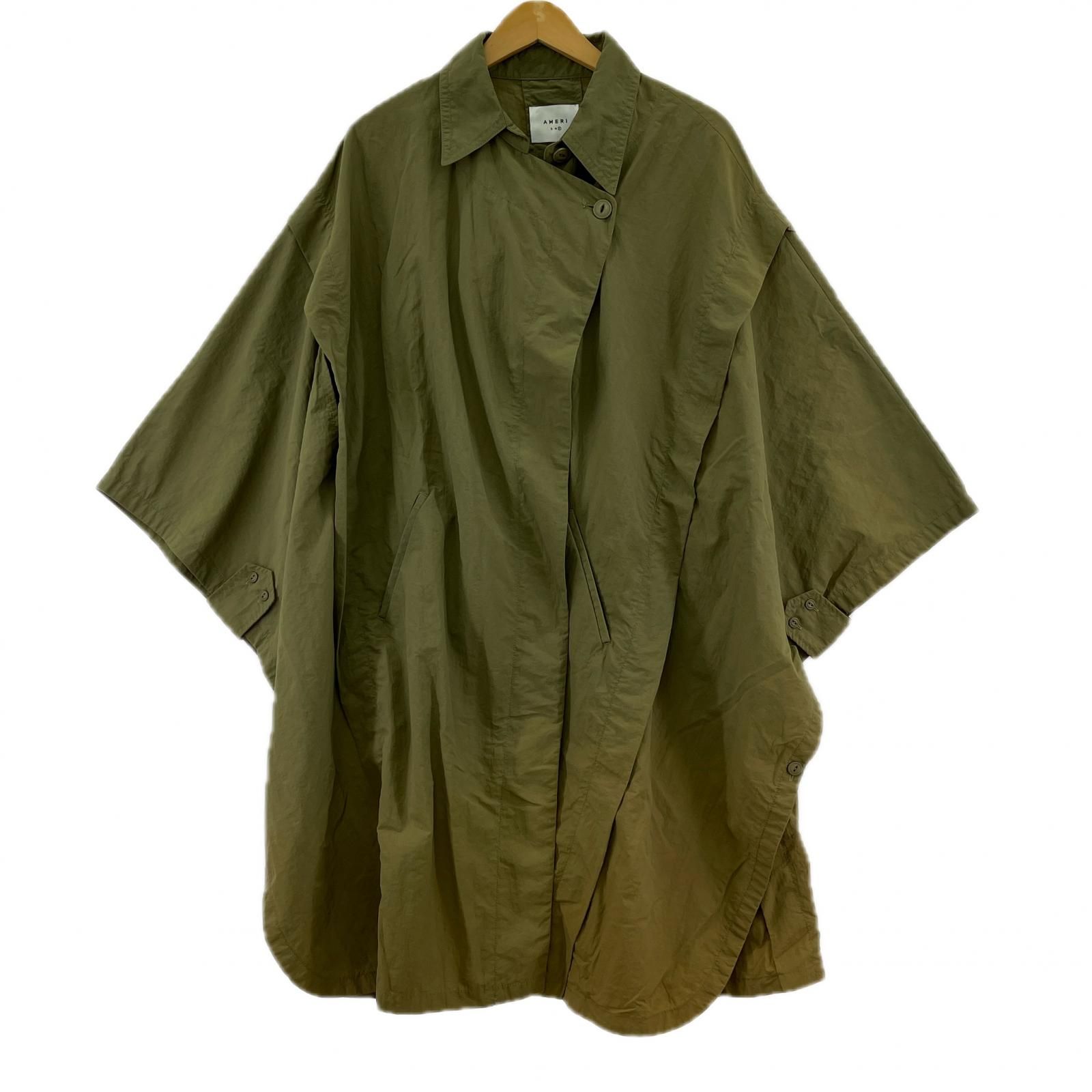 AMERI アメリ ナイロン ミリタリー ポンチョコート sizeF カーキ