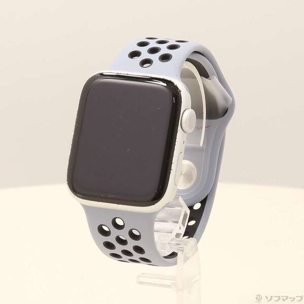 〔 品〕 Apple Watch Series 6 Nike GPS 44mm シルバーアルミニウムケース オブシディアンミスト ブラックNikeスポーツバンド 377