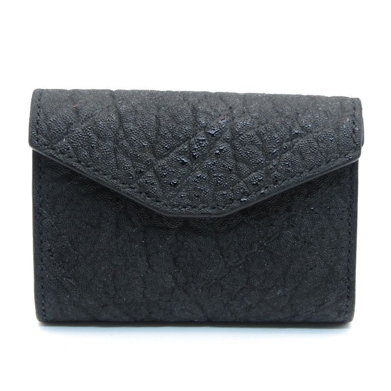 Three2Four スリーツーフォー 三つ折り財布 RAD 黒桟エレファント ミニ財布 象革 手縫い ブラック 黒 80007219