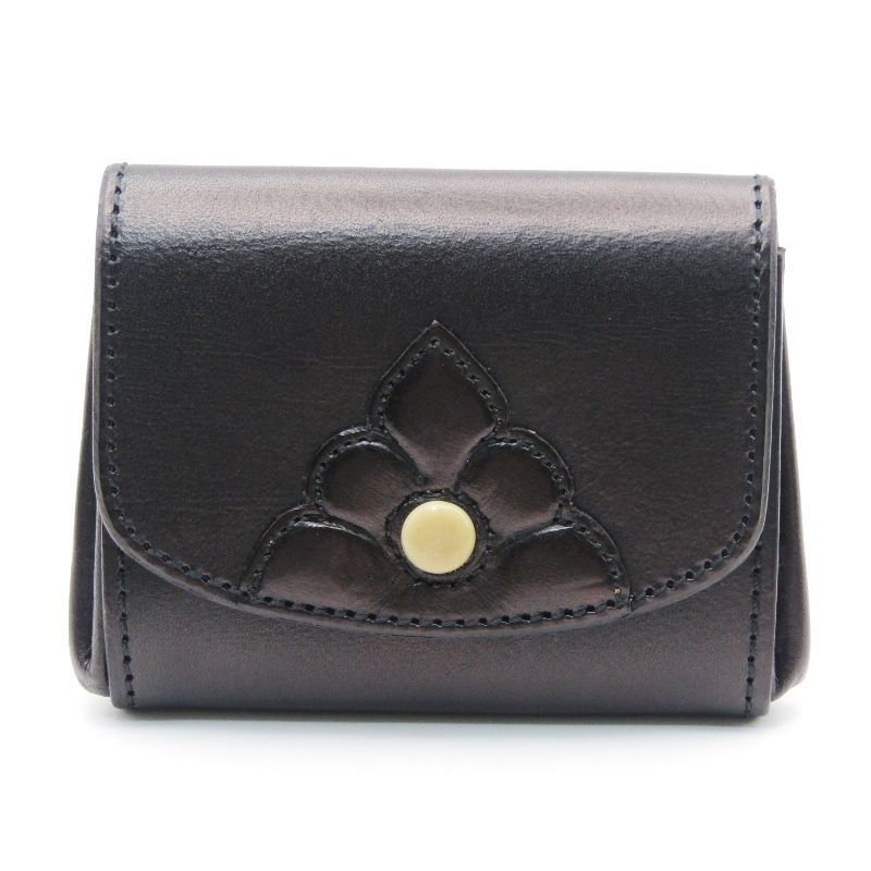 Hans Oster ハンスオスター 二つ折り財布 WALLET PURSE リリーフ 手縫い ミニ財布 ネイビー