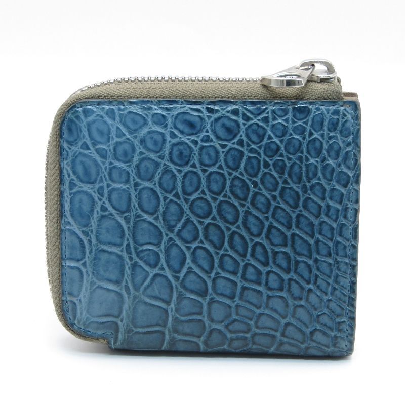 ITTI イッチ ミニ財布 クロコダイル L字ファスナー コンパクトウォレット CRISTY VERY COMPACT WLT ブルー 80007224