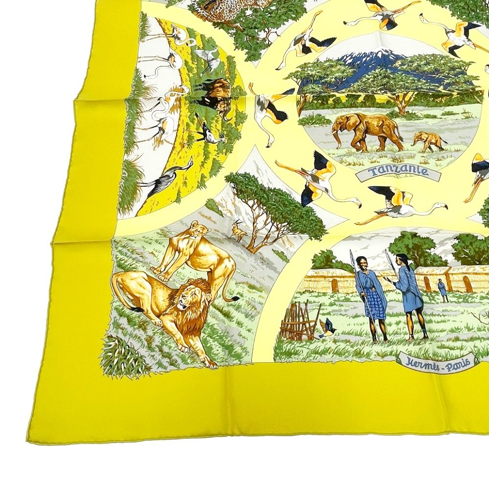 箱付き エルメス HERMES スカーフ カレ90 タンザニア シルク100％ 中古