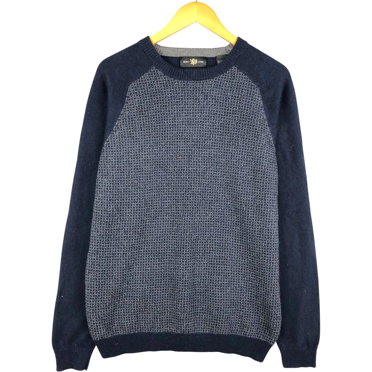 古着 GLEN LYON 総柄 カシミアニットセーター メンズL相当 eaa600151
