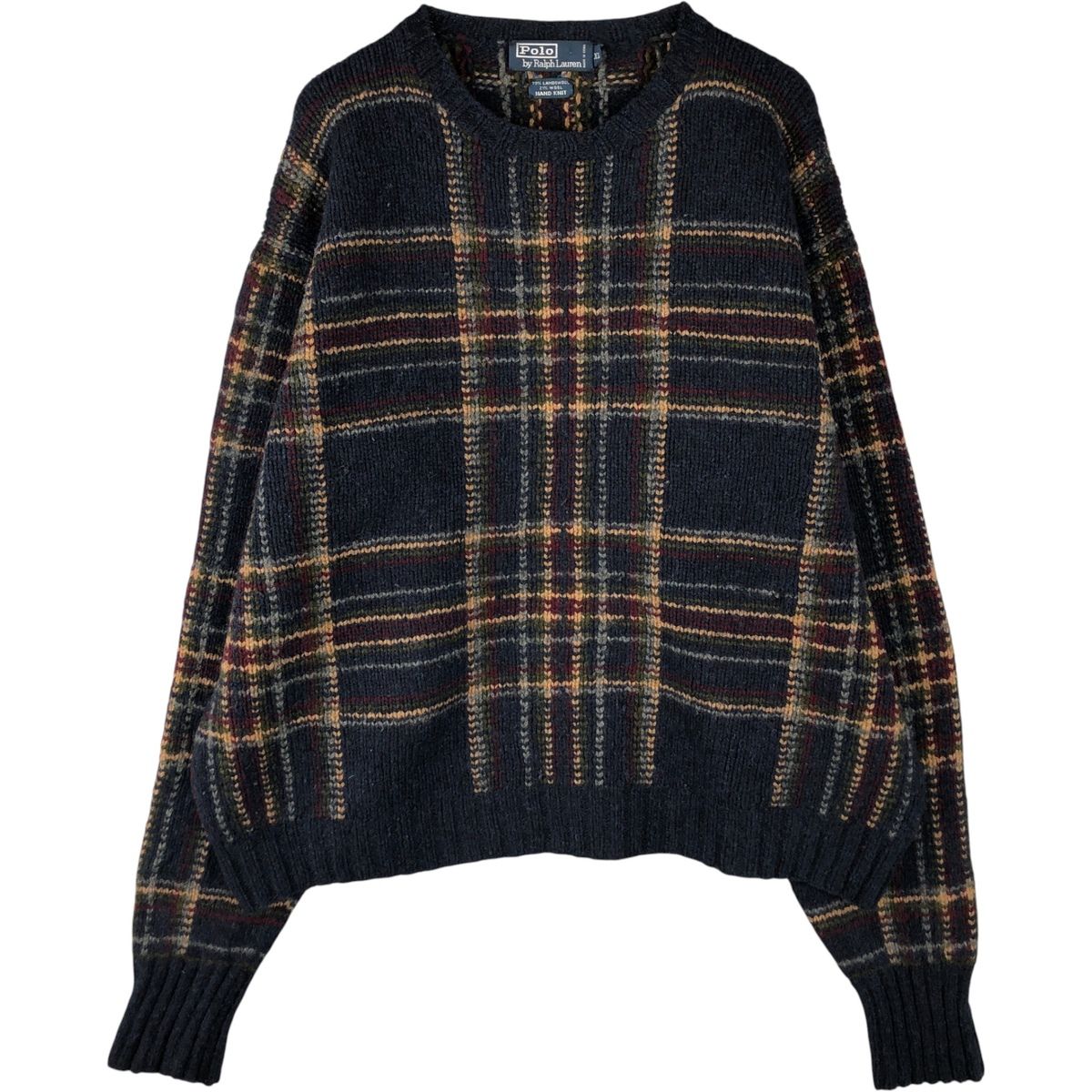 古着 ラルフローレン Ralph Lauren POLO by Ralph Lauren チェック柄 ラムウールニットセーター メンズXL相当 eaa600140