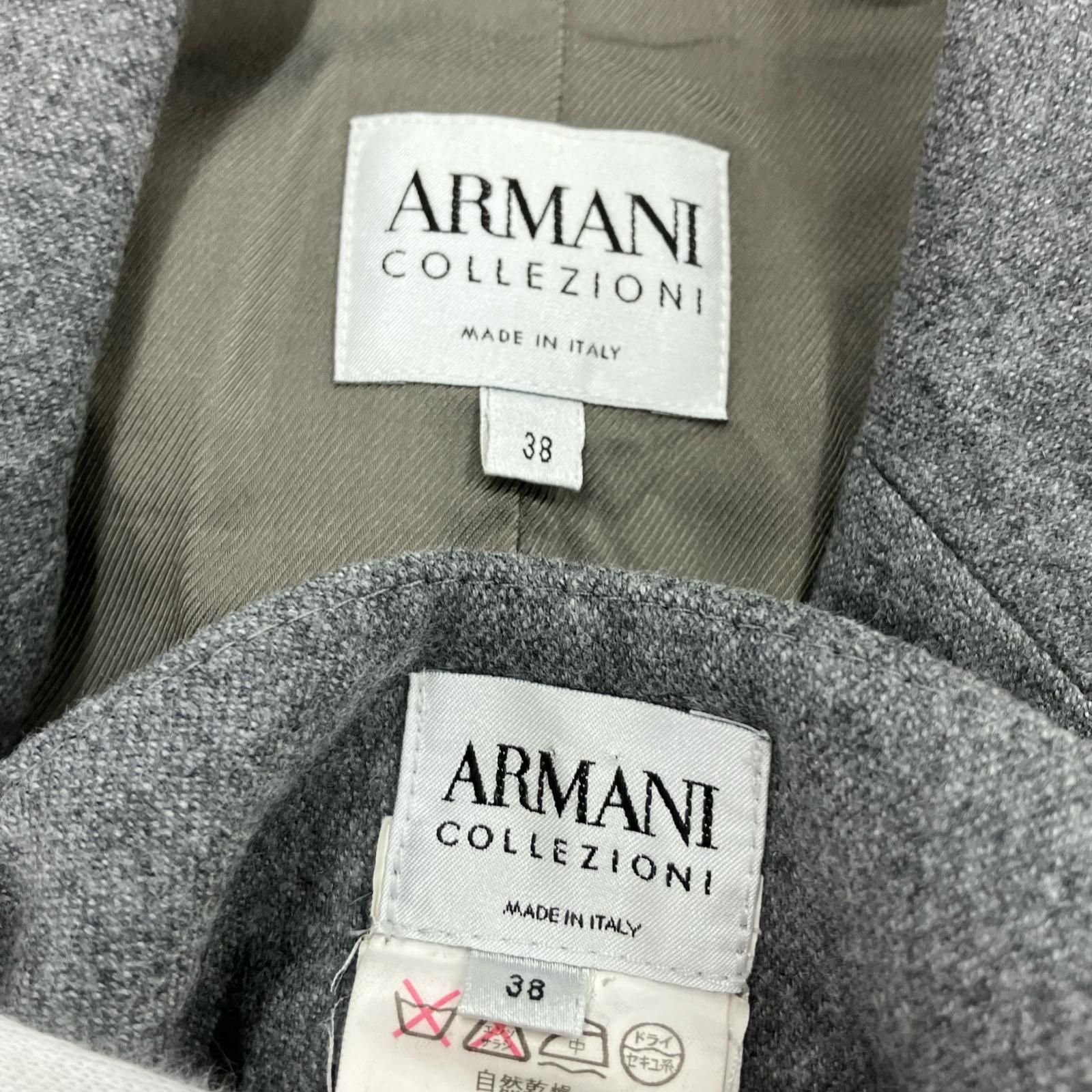 全品本物! ARMANI COLLEZIONI アルマーニコレッツォーニ 肩パット入りセットアップ size38 グレー