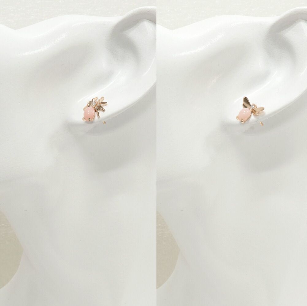 ショーメ ピアス K 18 PG ピンクオパール ダイヤ アトラップモア スパイダー-ビー 蜘蛛 クモ 蜜蜂 ミツバチ 81412 81411