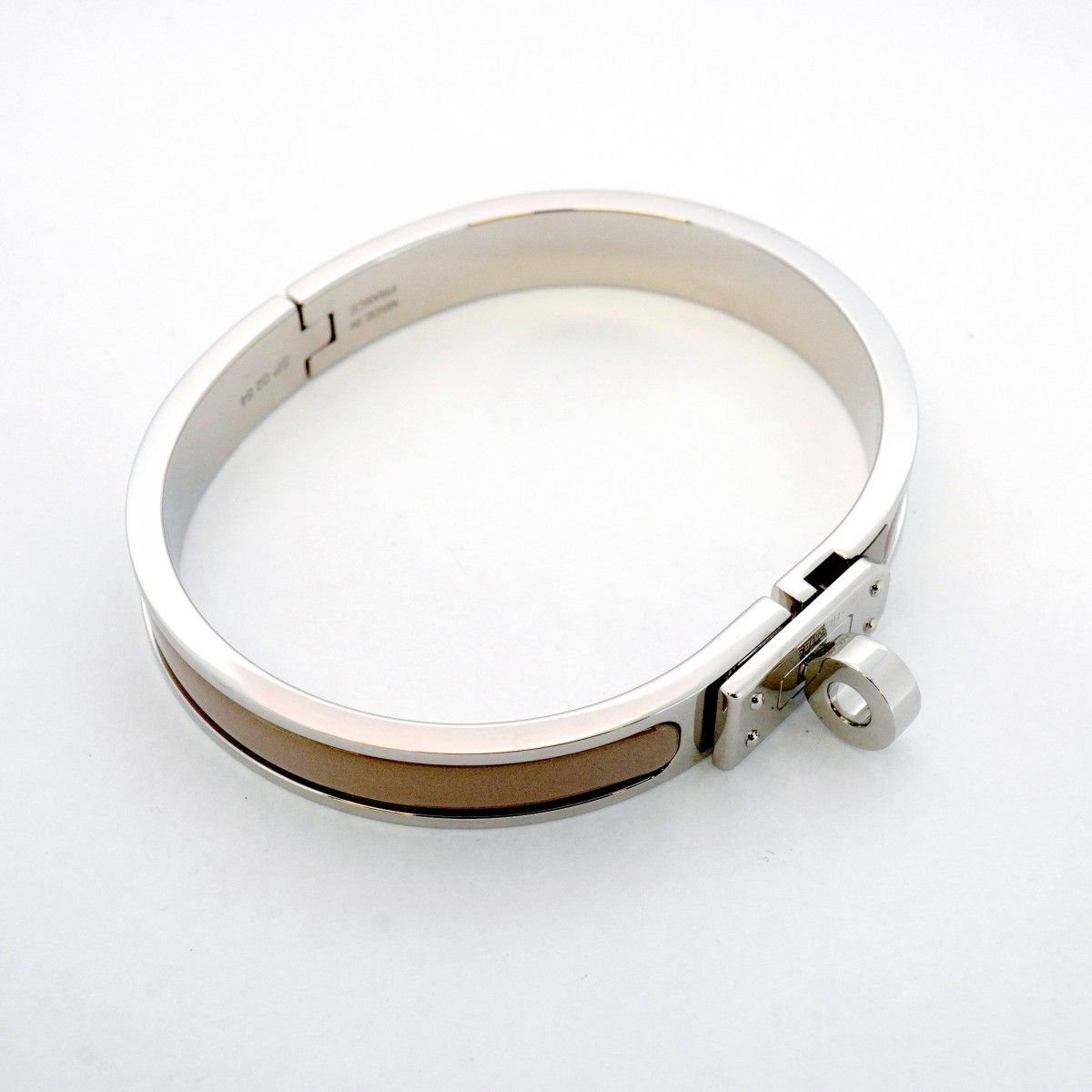 5 jmb 0972 エルメス バングル ミニクリック ケリー メタル シルバー ベージュ レディース