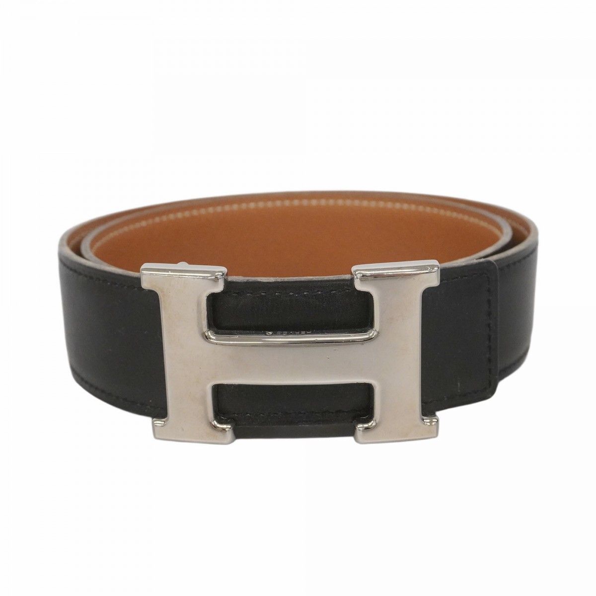 5oc2057 エルメス ベルト Hベルト カーフ クシュベル ブラック ゴールド シルバー金具 A刻印 レディース