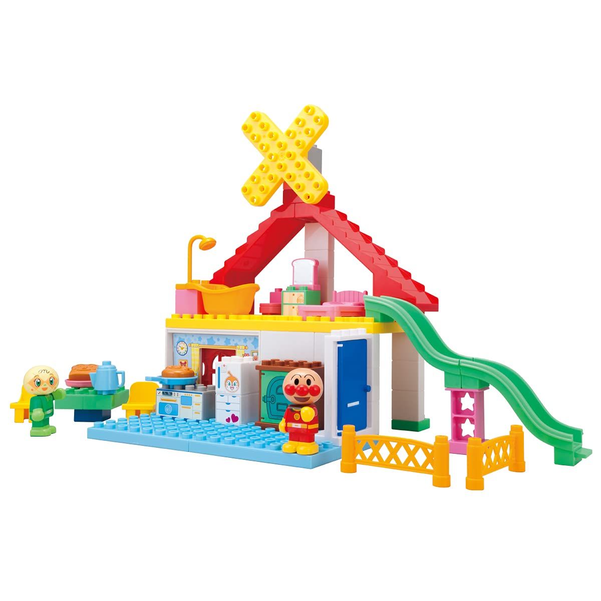 バンダイ(BANDAI)] BlockLabo ブロックラボ アンパンマン パン工場とすべり台のおうちブロックバケツ 対象年齢 高品質 3才以上  [パン工場とすべり台のおうちブロックバケツ]