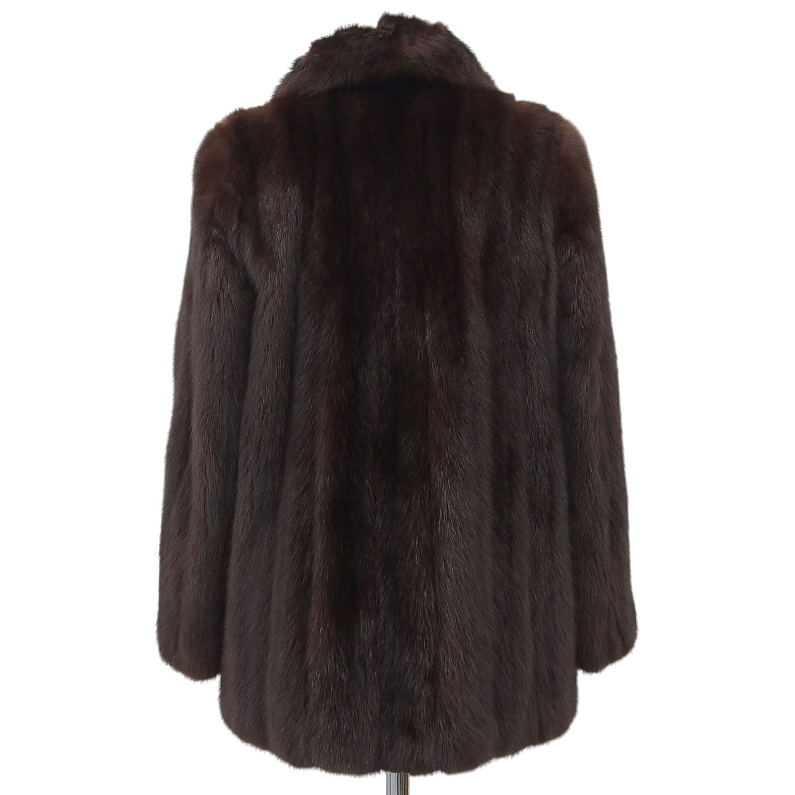 美品△EMBA エンバ セーブル SABLE 裏地花柄刺繍 ショート丈 本毛皮