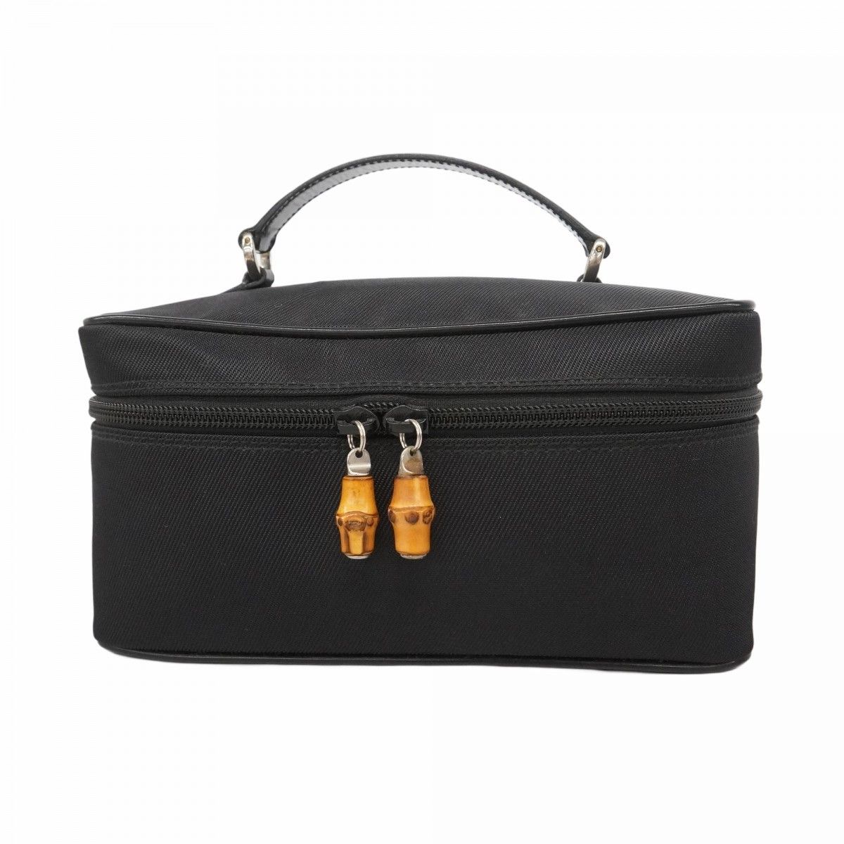 5oc2053 グッチ バニティバッグ バンブー 032 1956 0150 ナイロン ブラック シルバー金具 レディース