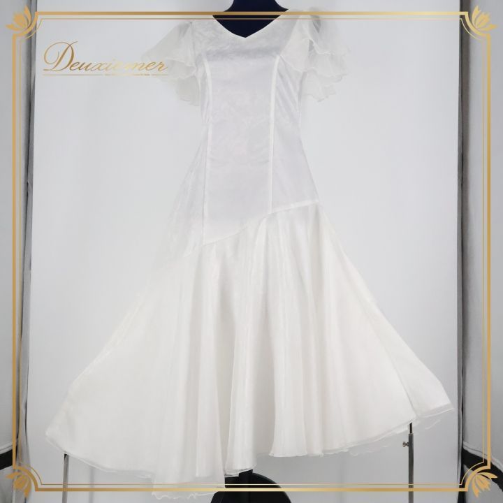 フラダンス 衣装 ワンピース ドレス ホワイト系 マカマカ シンプル